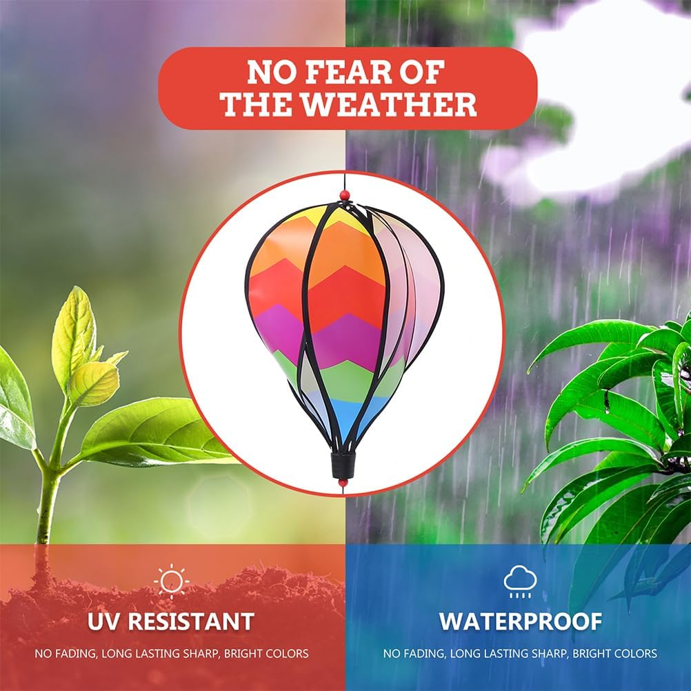 3Pcs Colorful Wind Stripe Ornament Hanging Wind Windmills Air Balloon Windsock Hot Air Balloon Wind Outdoor Hot Air Balloon Hanging Decor to Rotate Cloth Accessories Spiral image number 2