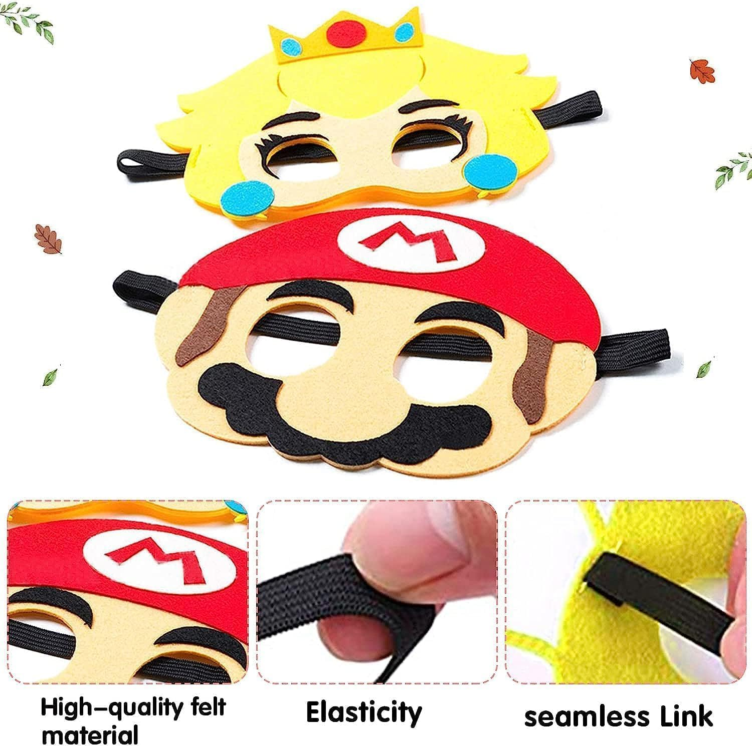 12PCS Super Mary Mask Mario Felt Masks Role Play Bros Kids Party Favors,Game Themed Party Supplies Dress up Masks Birthday Cosplay Mask Cosplay Photo Booth Prop for Boys Girls Birthday Gift image number 2