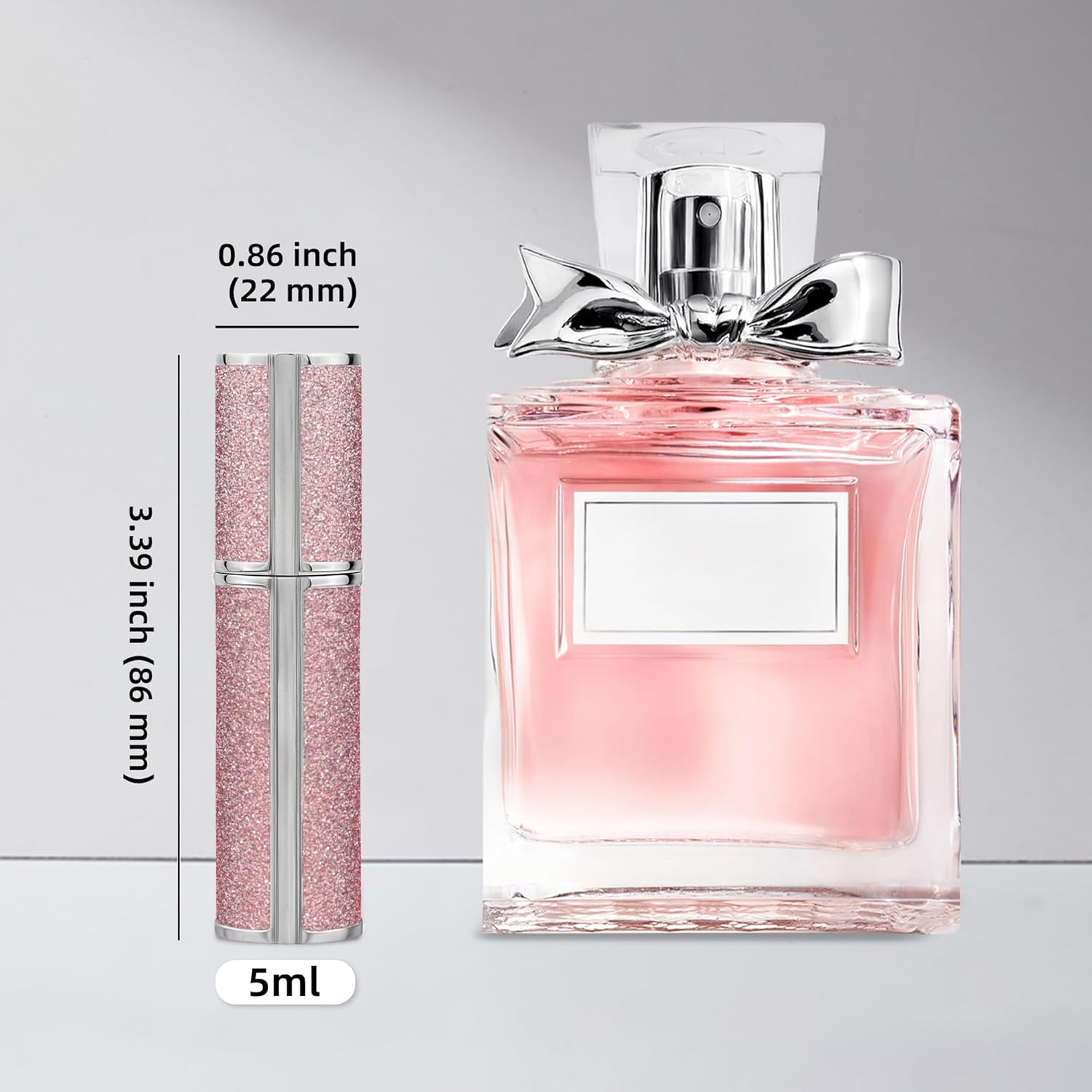 Muilsae AE00GD Sparkling Travel Perfume Bottle, 5Ml Mini Perfume Atomizer Sprayer, Glitter Diamond Pump Fill Perfume Bottle for Traveling, Vacation & Bussiness (Sparkling Gold) - Sparkling Blue 5Ml image number 2