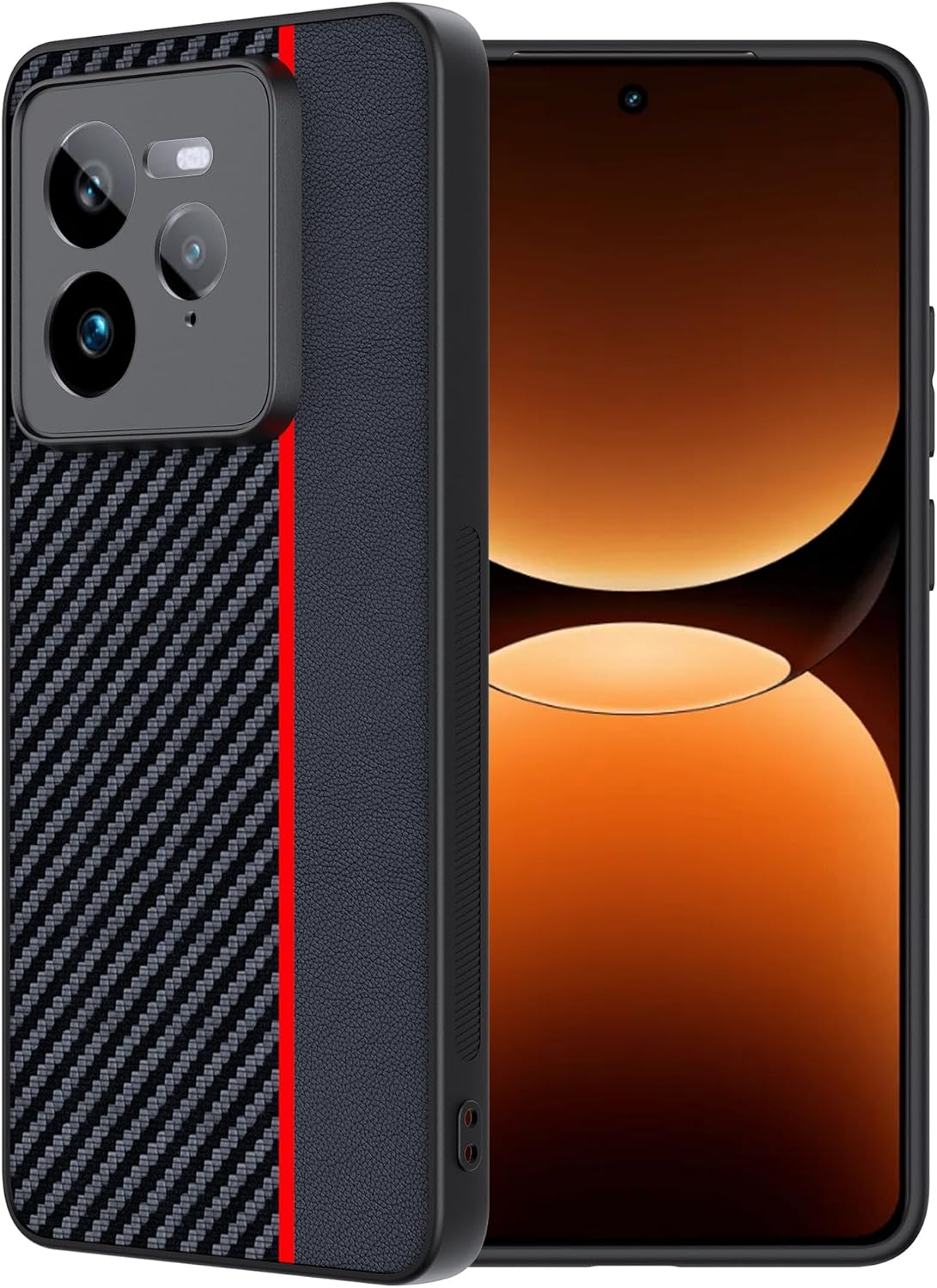 FDHYFGDY Case for Honor 400 Pro Protective Case - Waterproof and Shockproof - Carbon Fibre Mobile Phone Case Compatible Honor 400 Pro Case - Red and Black image number 6