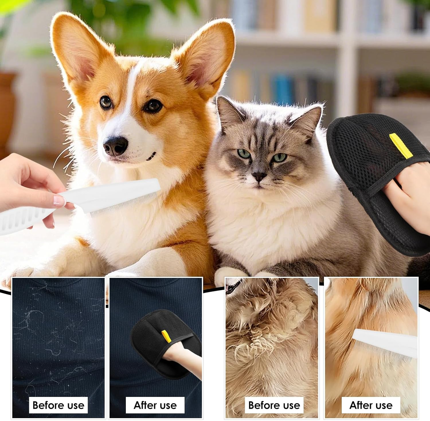 AKONE Fur Magnet Glove, 6-Piece Pet Hair Remover Set, Care Gloves, Pet Hair Removal Gloves for Cats and Dogs image number 5
