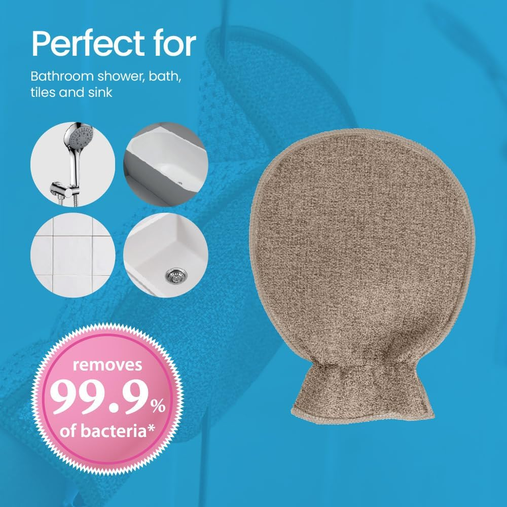 White Magic Eco Cloth Bathroom Cleaning Glove, Pebble &ndash; Dual-Sided Scrubbing & Polishing, Chemical-Free Streak-Free Clean, Made with Recycled Plastic, Machine Washable, 26X20.5Cm image number 1