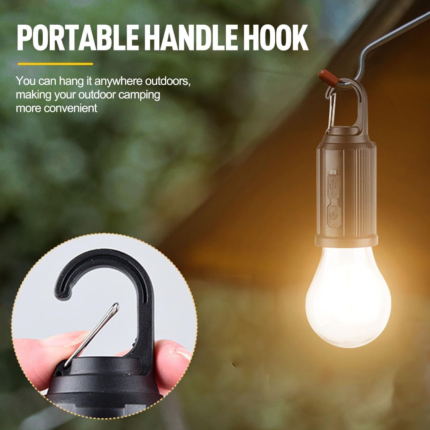 HYVCZP Solar Tent Lamp Portable LED Tent Lights, Hook Hurricane Emergency LED Camping Light Bulb, USB Rechargeable Lantern Bulb for Camping Hiking Backpacking Fishing Outage (3) image number 5