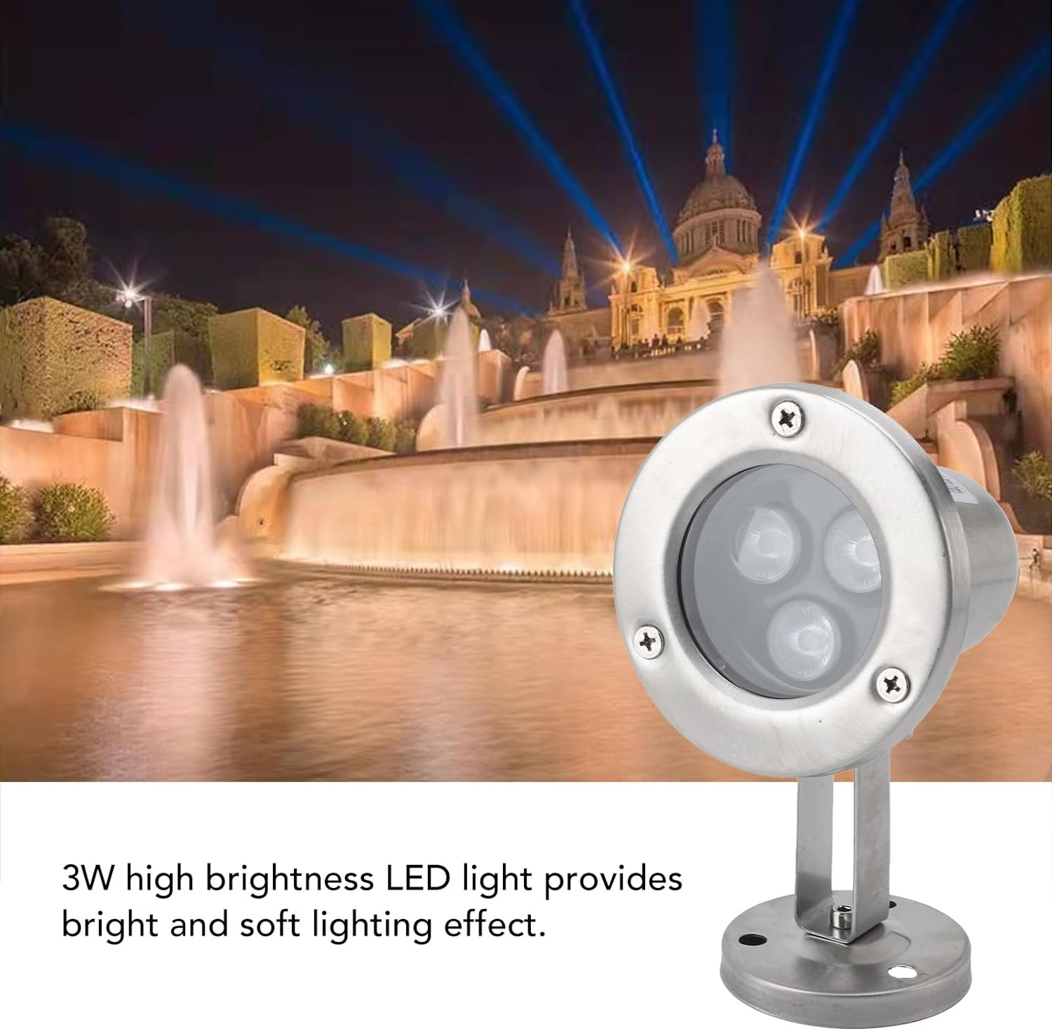 Pond Lights, 3W High Brightness IP68 Waterproof Pond Light, Energy Saving Stainless Steel Submersible Fountain Lights, for Outdoor Garden Pond Fountain (Pure White) - Warm White image number 5