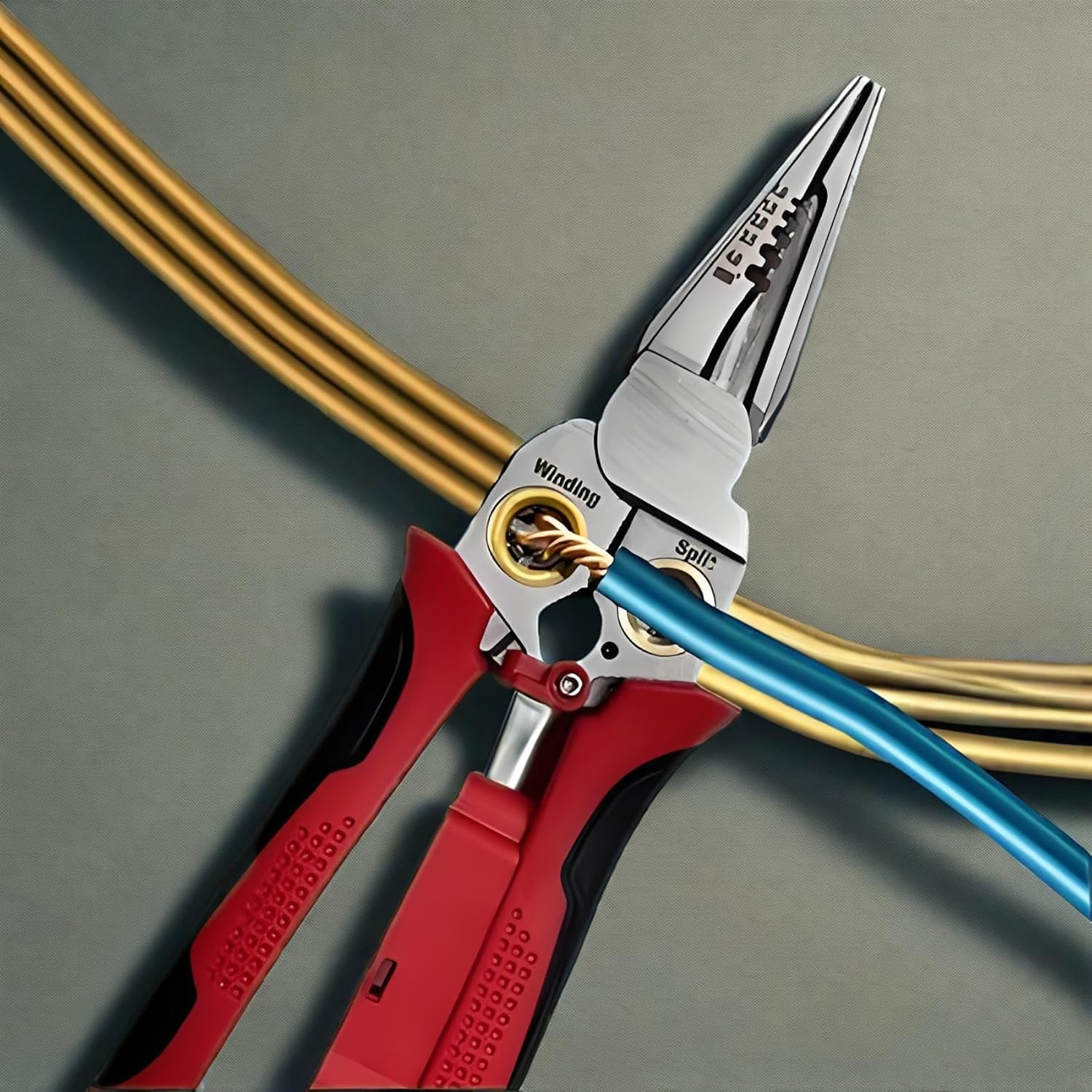 8 in 1 Wire Stripper with Voltage Tester Electric Pliers, Multifunction Tool for Cutting and Pulling Wires Electrician Repair Tool Red