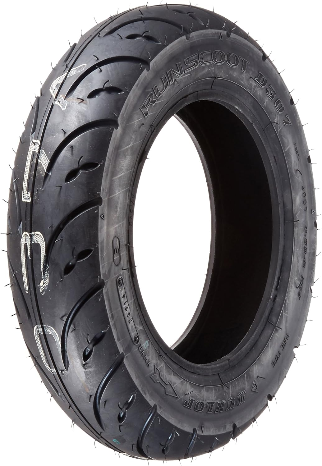DUNLOP RUNSCOOT D307 Motorcycle Tire Scooter, Front and Rear Wheels, 90/100-10, 53J, Tubeless Type (TL) 305515 for Motorcycles image number 1