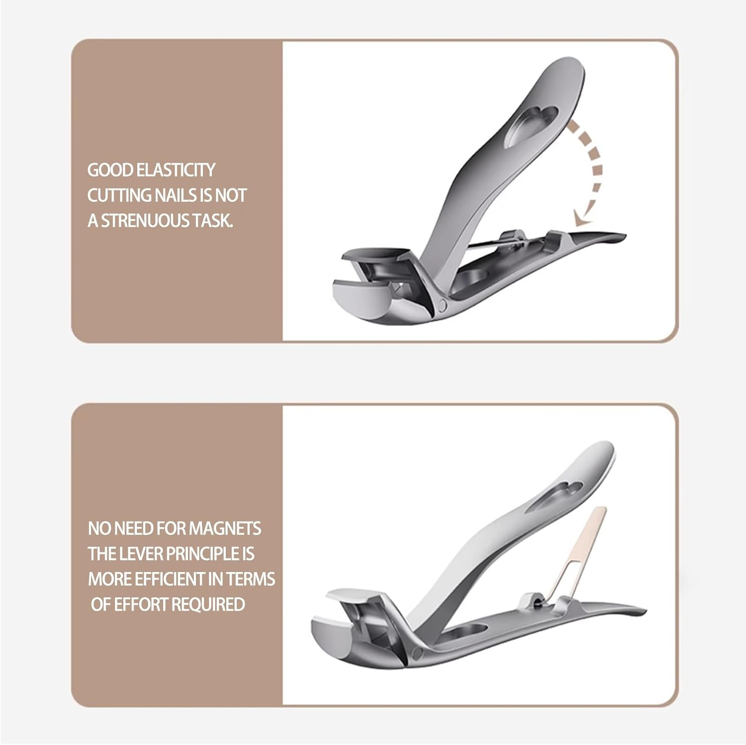 CTOUUGRS Angled Head Nail Clippers for Seniors with Ergonomic Design for Thick Toenails Premium Steel Nail Cutter Trimmer with Catcher for Men and Women Sand Silver Finish