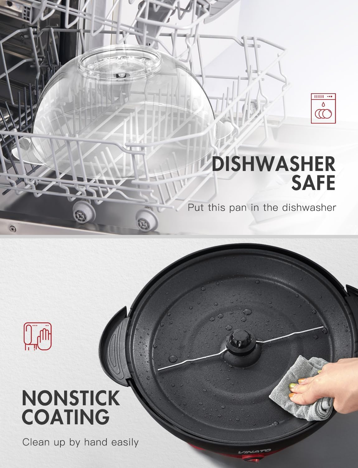 VINATO Popcorn Machine, Popcorn Maker for Home, Popcorn Popper Machine with Non-Stick Coating and Removable Heating Surface, 5 L, with Cool Touch Handles image number 1