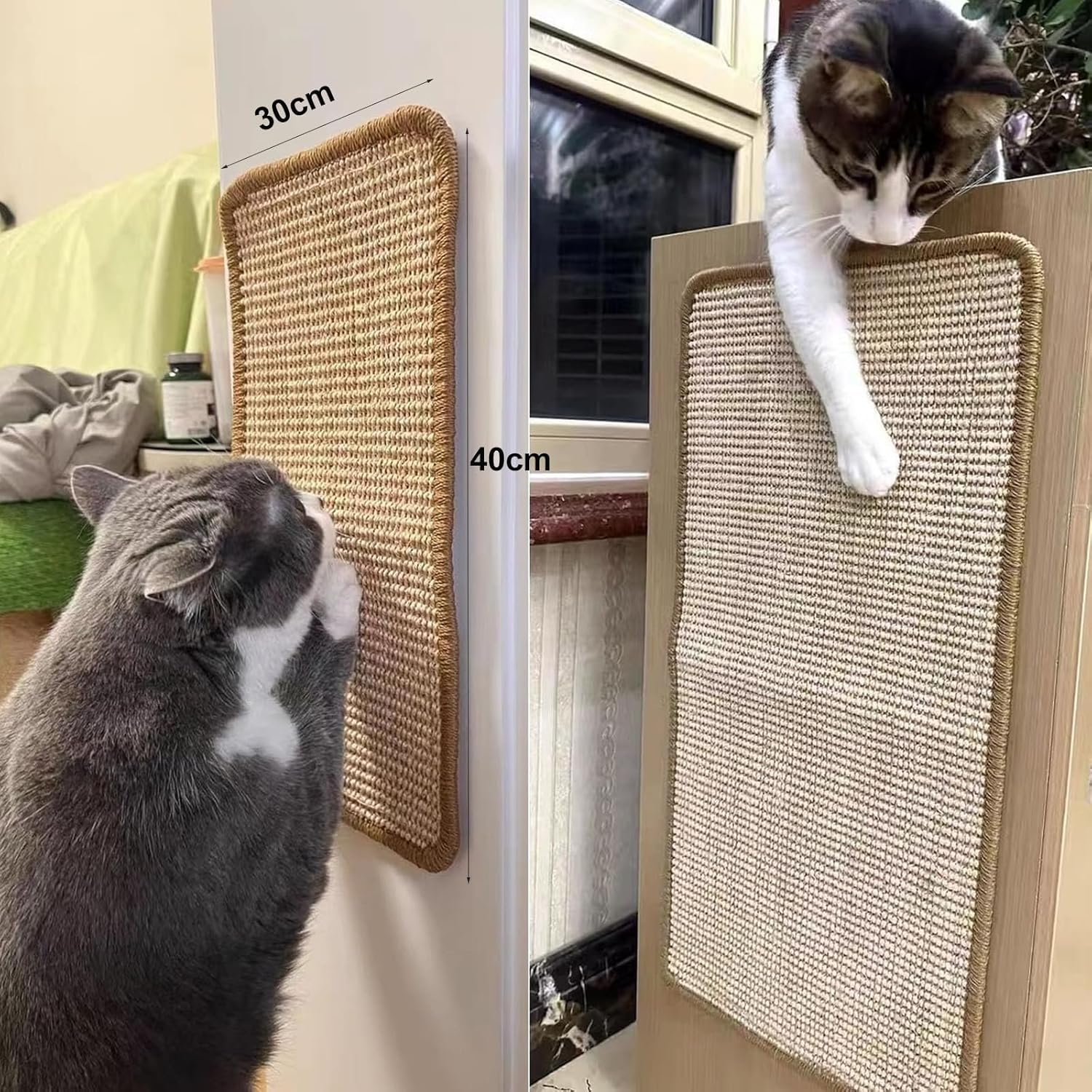 Cat Scratching Mat, Sisal Scratching Mat, Scratching Boards, Floor Non-Slip, Natural Sisal Rug for Cats, Protects Carpets and Sofas (40 X 30 Cm) image number 1