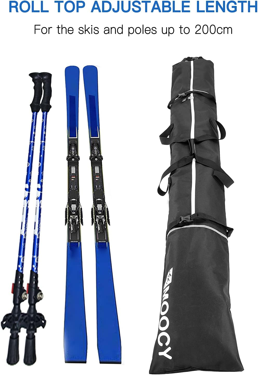 RCKEY Skis and Boot Bag Combo Portable Skis Storage Bag Padded Waterproof Ski Travel Bags Large Capacity Boots Clothing Holder Organizer Fit Skis up to 200 Cm and Boots up to US Size 13 image number 1