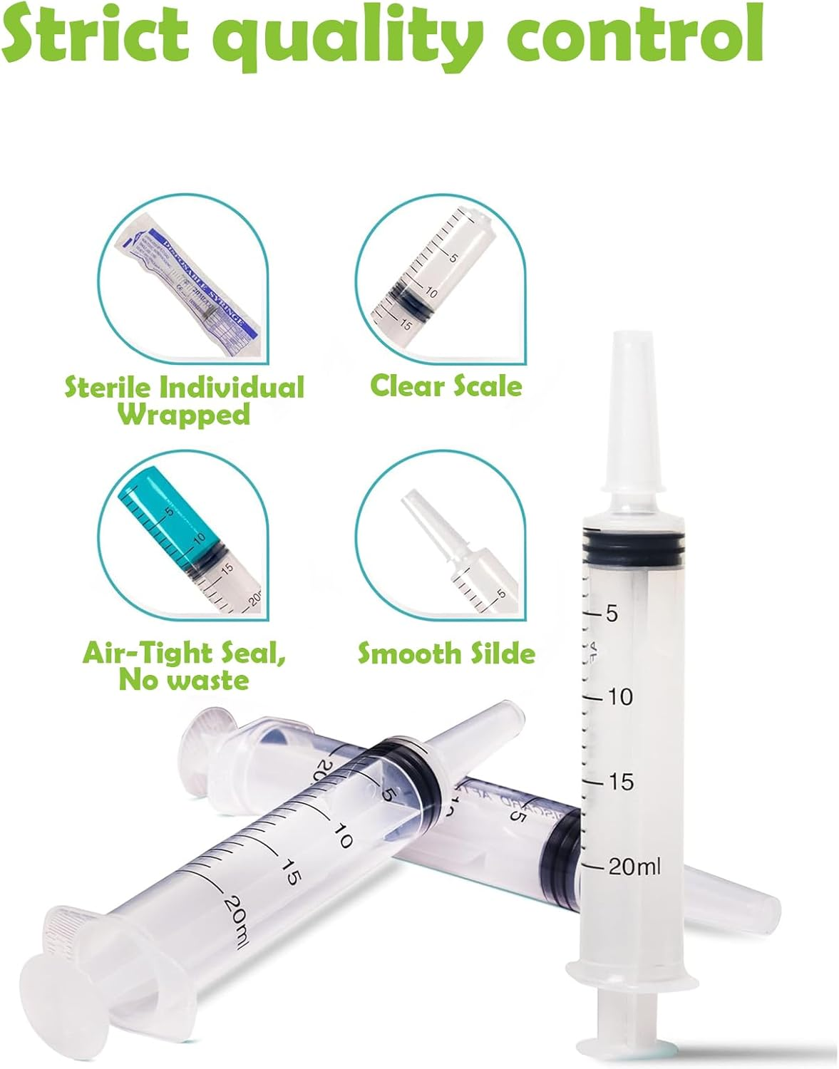 30 Pack 20Ml/Cc Plastic Syringe Liquid Measuring Syringe Tools Individually Sealed with Measurement for Scientific Labs, Measuring Liquids, Feeding Pets, Medical Student, Oil or Glue Applicator (20ML) image number 5