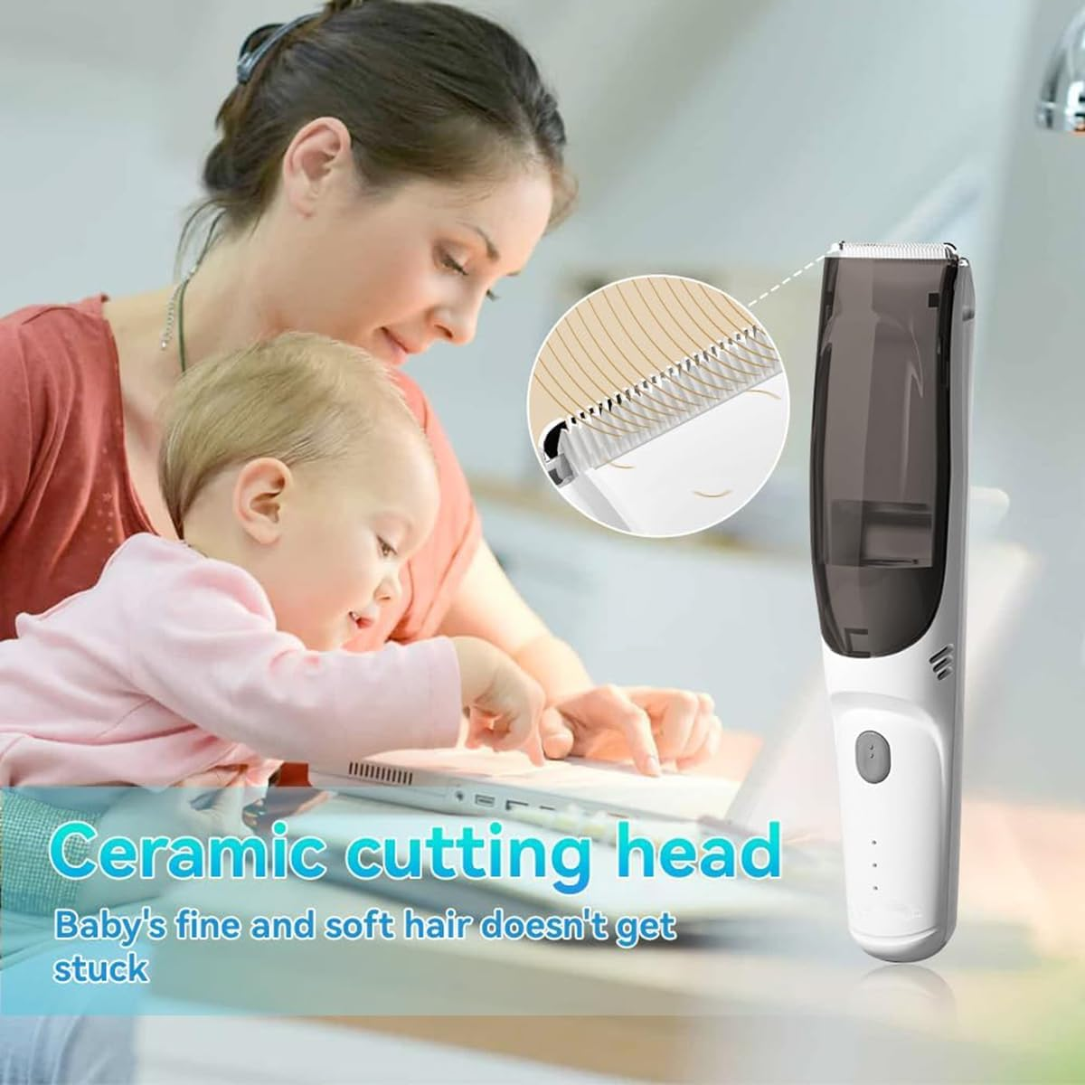 Vacuum Baby Hair Clippers, Hair Trimmer for Kids & Men, Electric Haircut Kit with Dual Motor Power, IPX7 Waterproof Professional Hair Trimmer image number 6