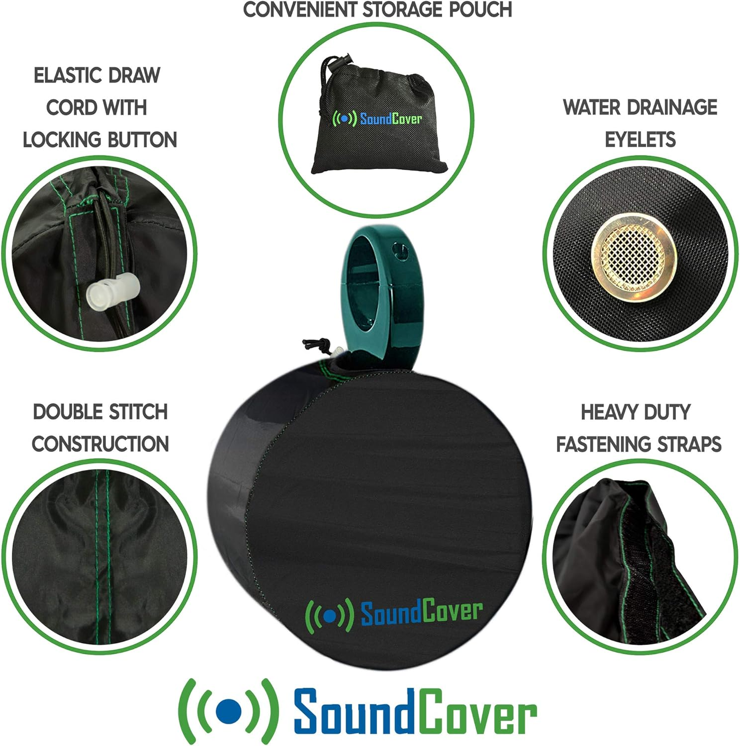 Two Sun Sand & Water Resistant Boat Speaker Covers for 6.5 Inch round and 6X9 Oval Marine ATV Wakeboard Tower Speakers - Speaker Bags Fit Boss Audio, MCM Custom Audio, Rockville Marine Speakers image number 1