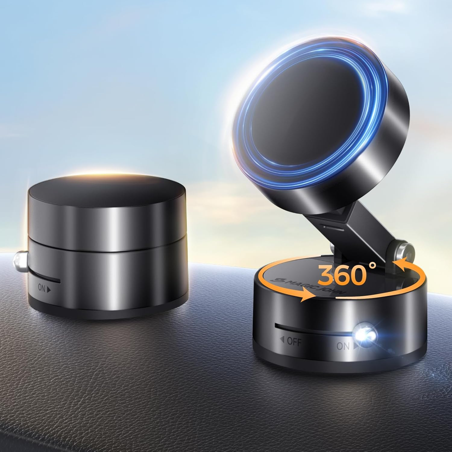 MAGIC JOHN Phone Holders for Your Car, Foldable Car Phone Holder Mount for Dashboard, 360&deg; Rotatable Magnetic Phone Holder for Car, Magnetic Car Mount for Iphone All Cell Phones, Black image number 5