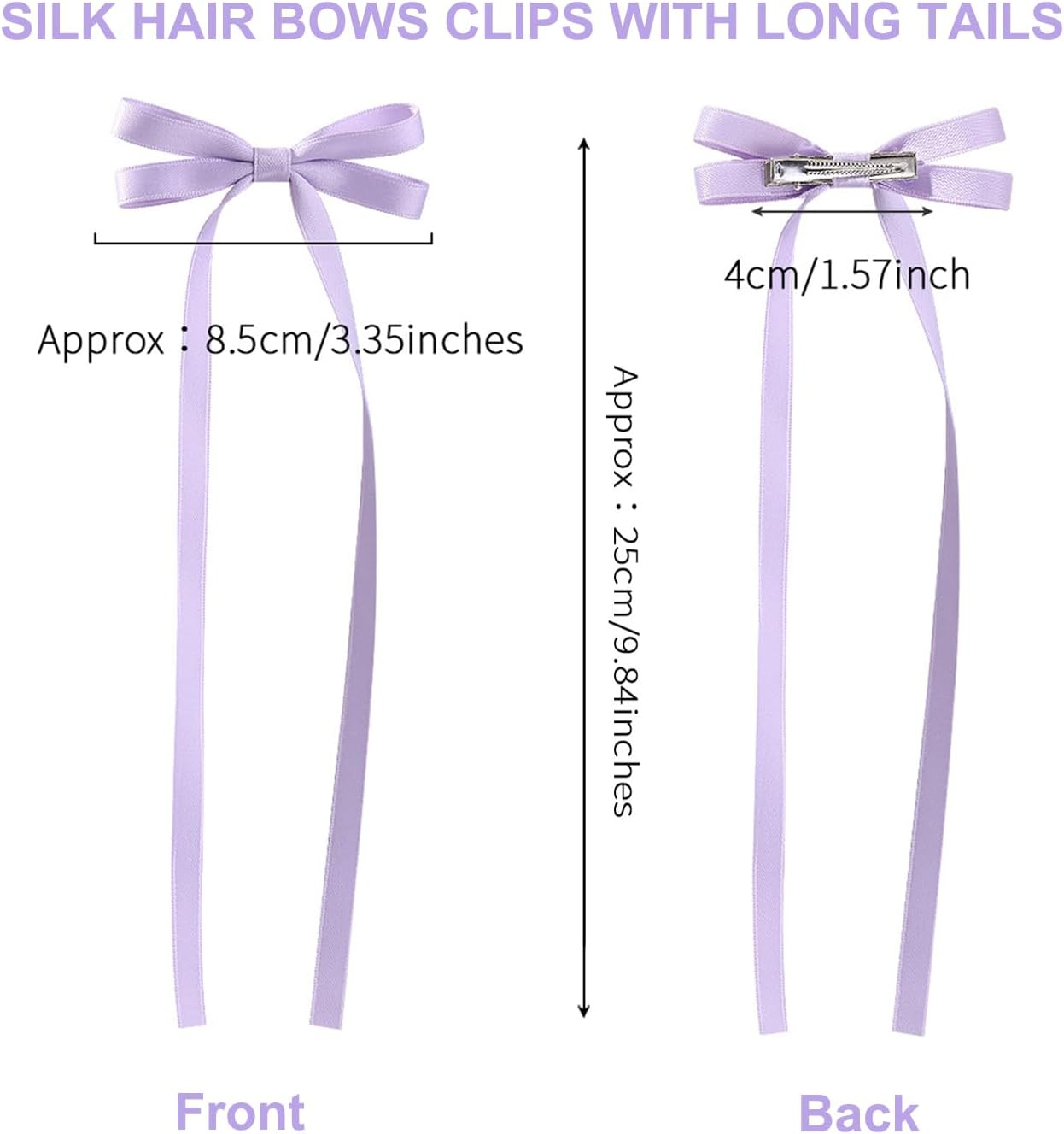 16 PCS Silky Satin Hair Bows with Tassel, Hair Ribbon Hair Bows with Long Tail Hair Bow Clips Hair Barrettes for Girls Women Tassel Ribbon Bowknot Hair Clips for Ponytail Holder Bow Barrettes Claw image number 4