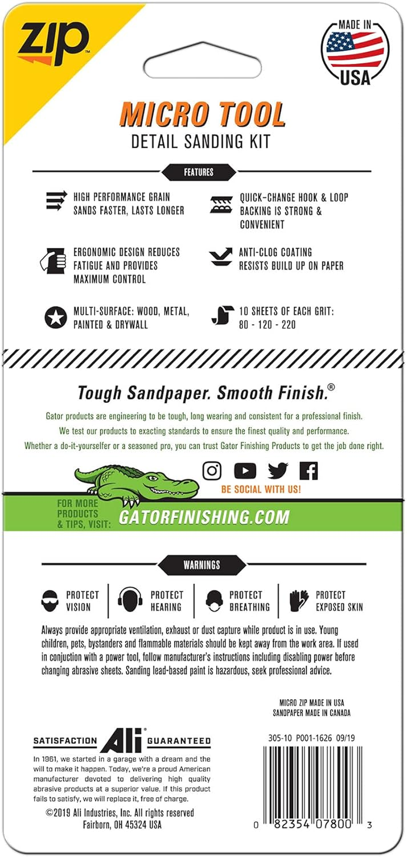 Gator Microzip Sander Kit, Assorted Grits