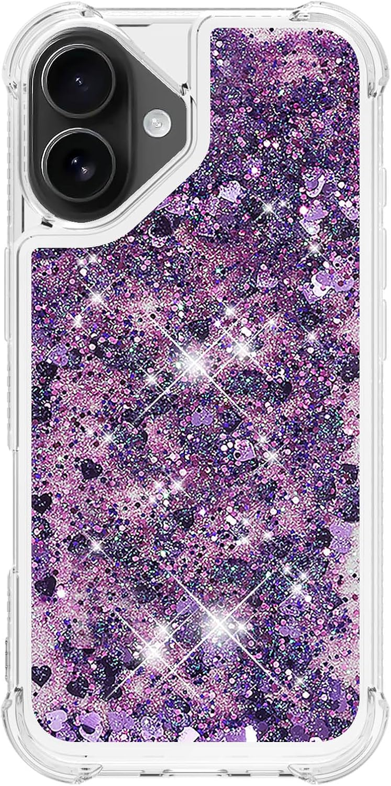 COTDINFOR Case for Iphone 17 Glitter Cover Liquid Shockproof Transparent Mobile Phone Case Quicksand Flowing Protective Case Silicone Mobile Phone Case for Iphone 17 Purple YBWTLS.