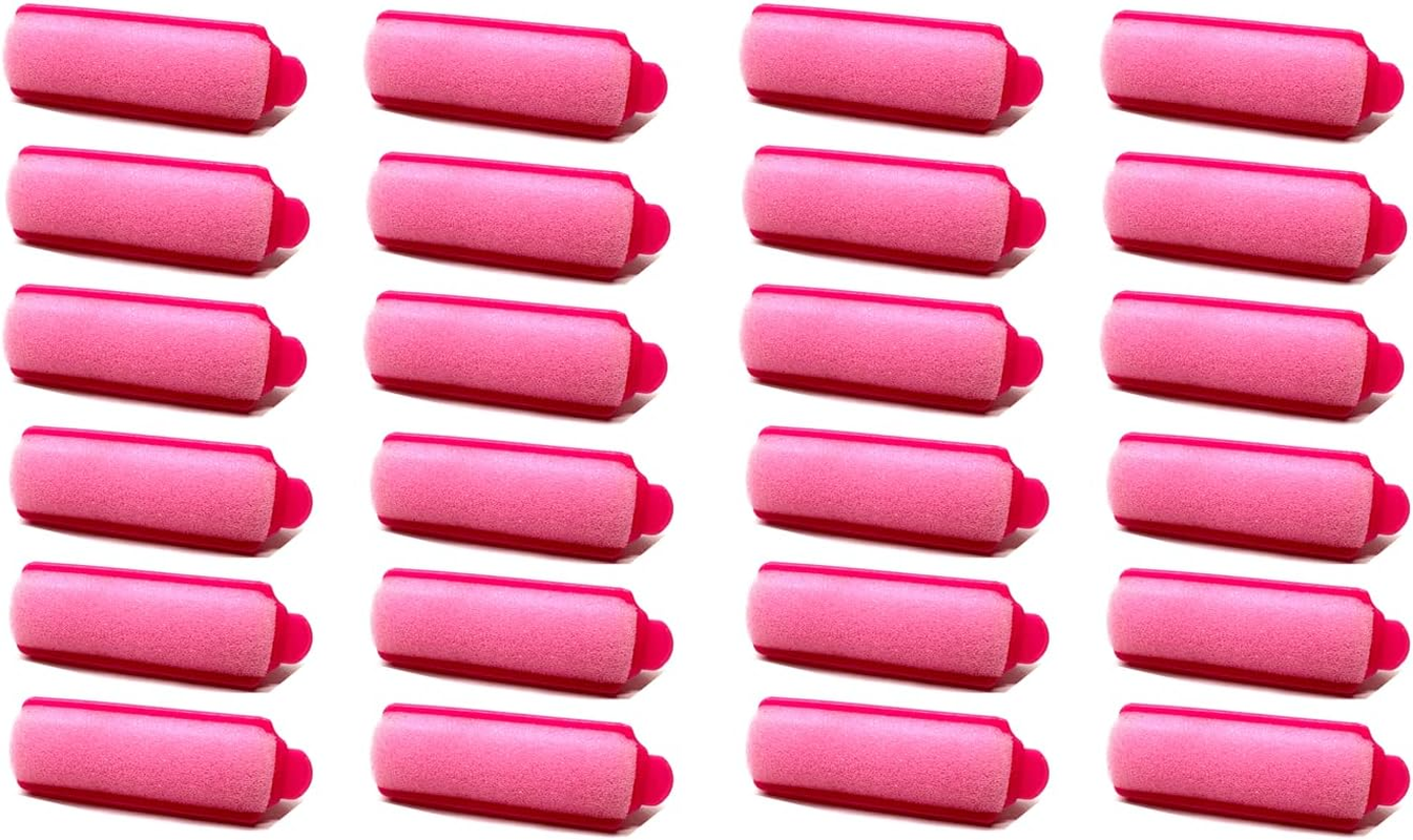 Set of 12 Large Pink Foam Sponge Hair Rollers image number 1