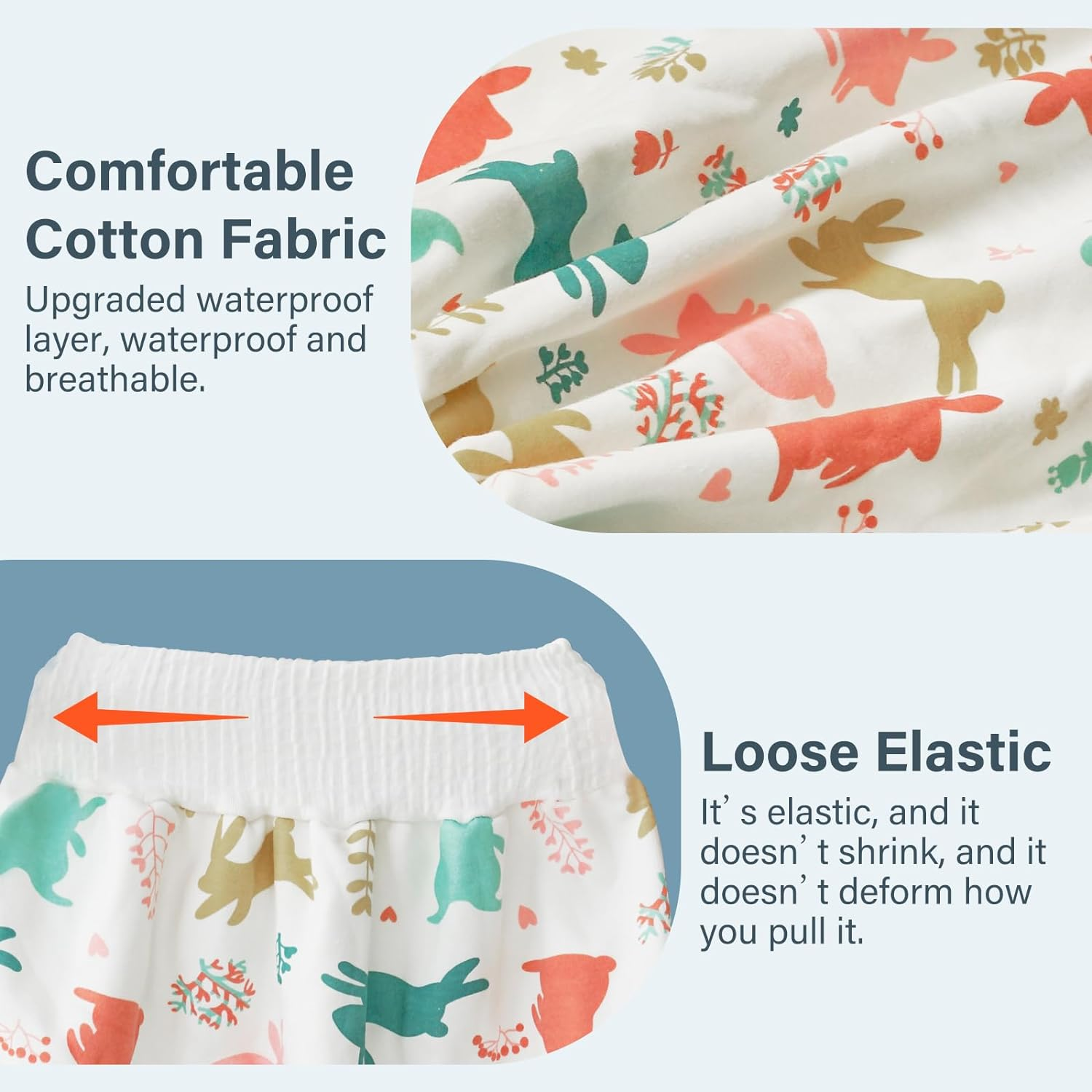 Waterproof Diaper Skirt for Baby Toddler Bed Wetting Training Diaper Shorts for Boys and Girls Night Time (Rabbit+Rabbit) - L image number 4