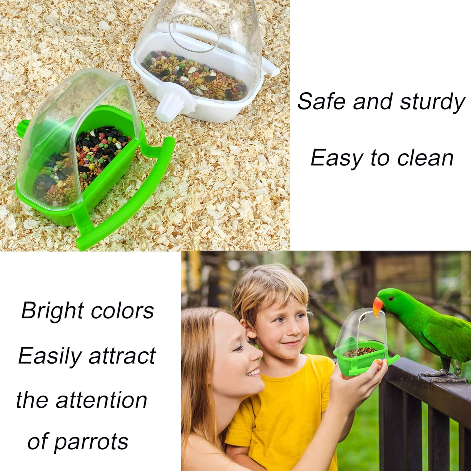 2Pcs Birds Water Dispenser, Parrot Feeder Hanging Bird Food Bowl, Cage Accessories for Parakeet, Budgies, Lovebirds image number 6