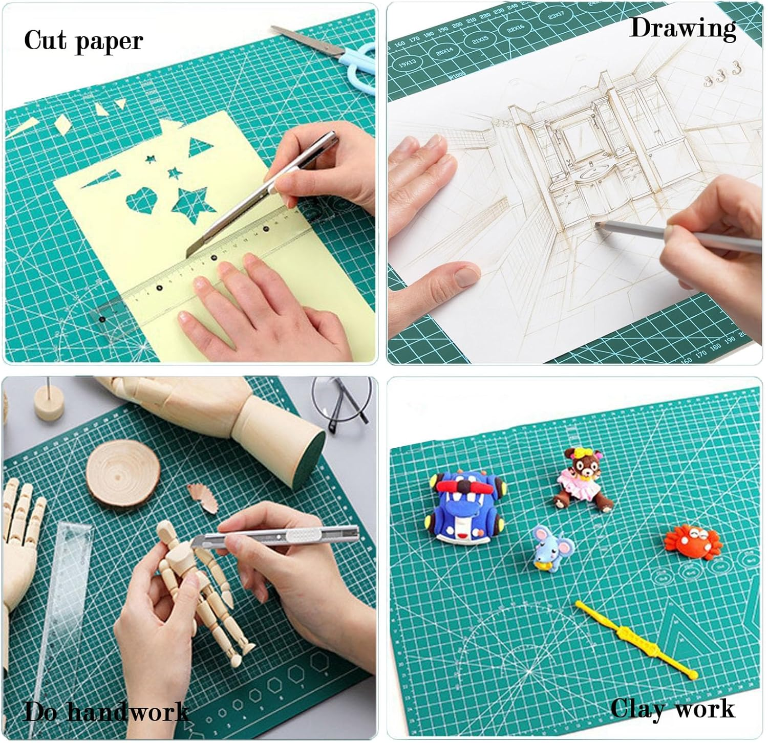 3Pcs Cutting Mat,Self Healing Cutting Mat A3 A4 A5,Double Sided Cutting Mats for Crafts,Craft Mats Fabric Leather Cutting Quilting Modeling Hobby Project image number 2