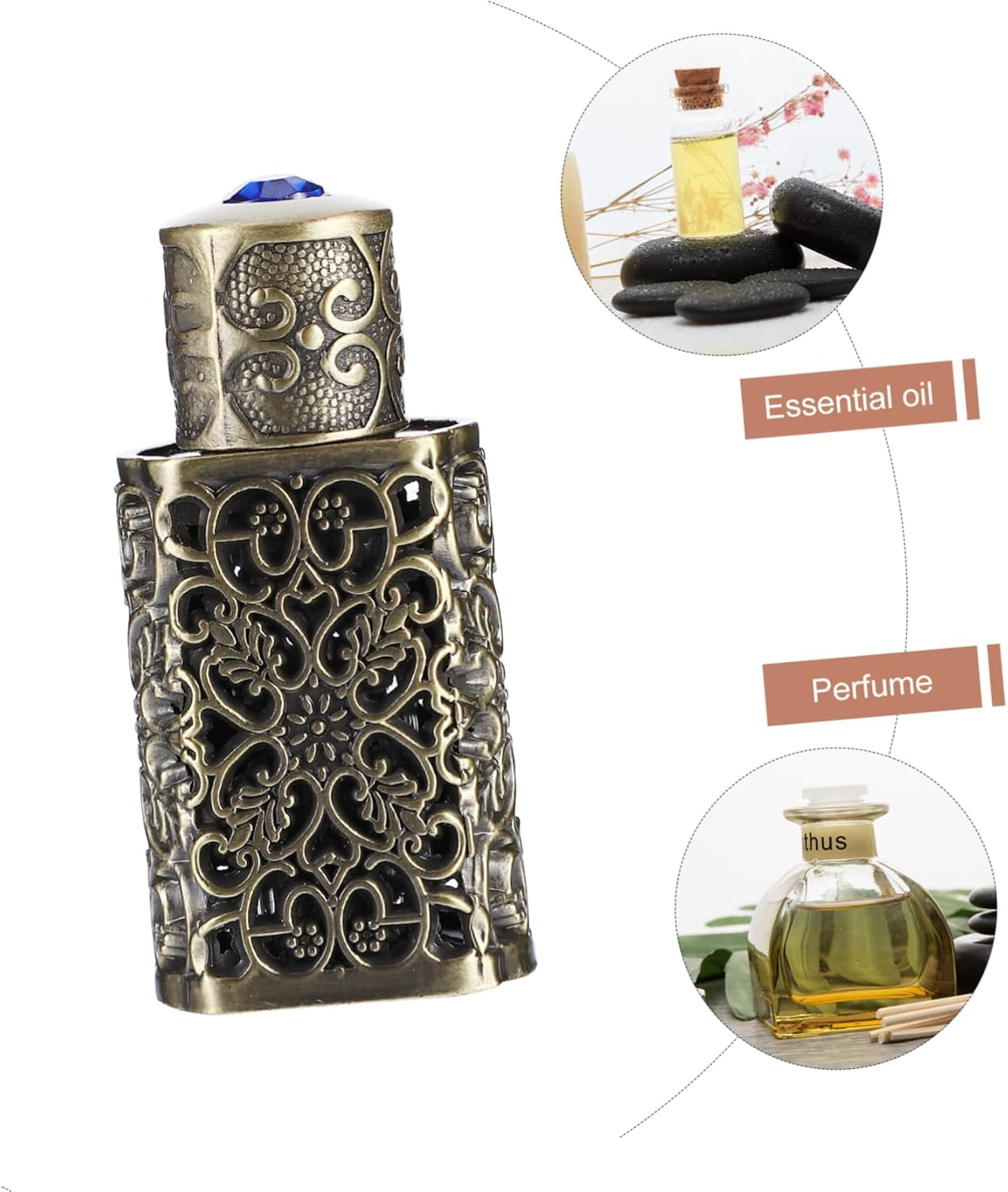 3Pcs Hollow Flower Engraving Essential Oil Spray Bottle Leak Perfume Dispenser for Travel Camping Crafts Aromatherapy image number 3