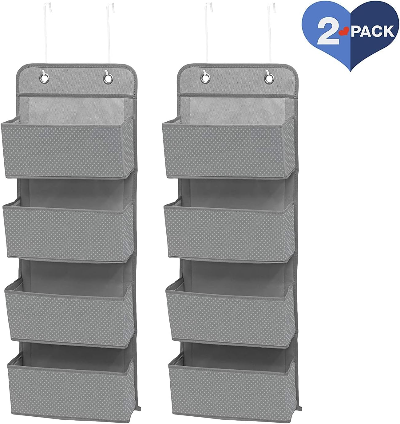 Delta Children 4 Pocket over the Door Hanging Organizer Easy Storage/Organization Solution - Versatile and Accessible in Any Room in the House, Dove Grey, (Pack of 2) image number 3