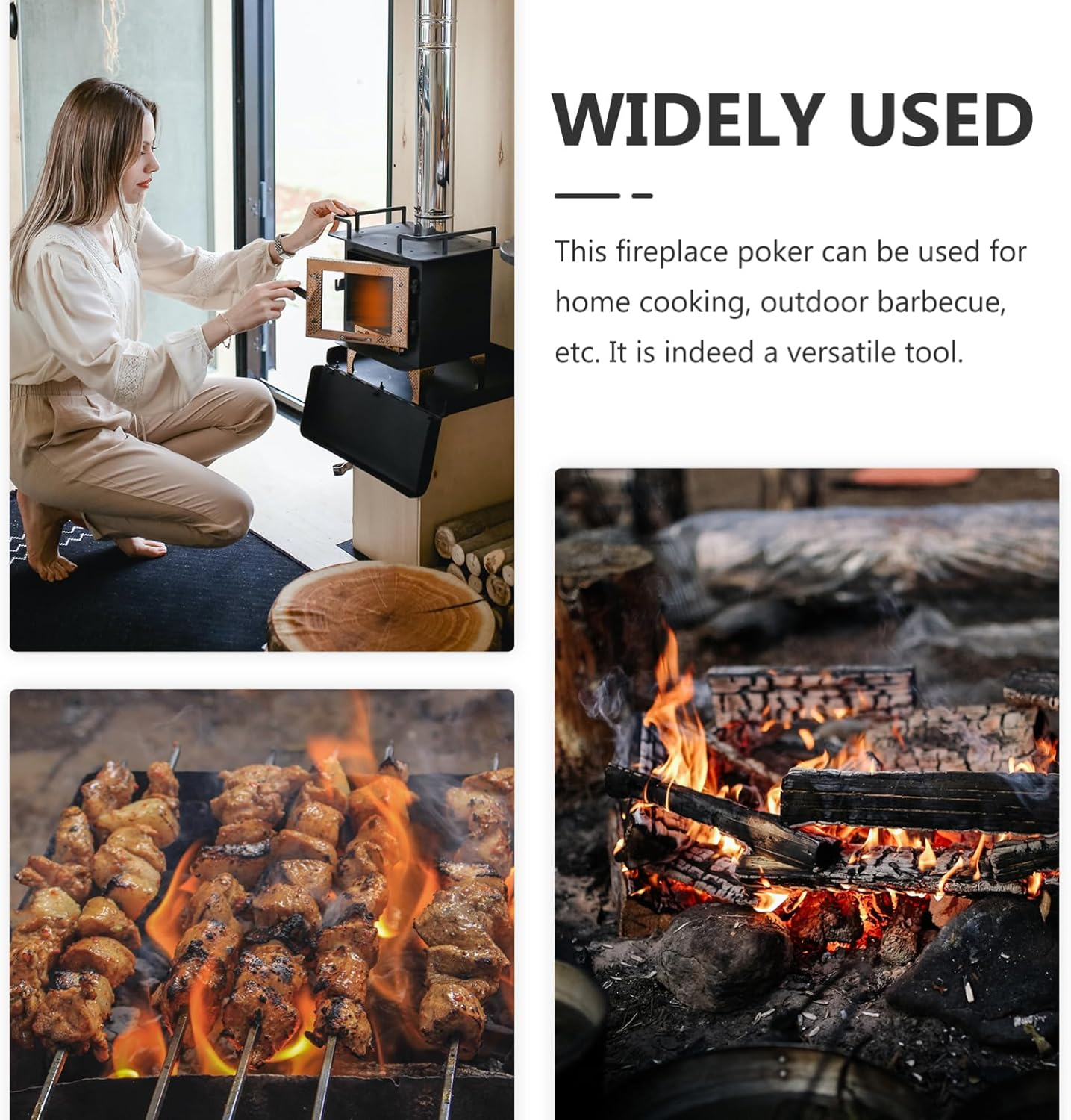 GLEAVI Handheld Charcoal Fire Poker, Iron Fire Poker for Fire Pit, Outdoor and Indoor Fire Pit Tool, Silver, 15.74 Inch image number 5