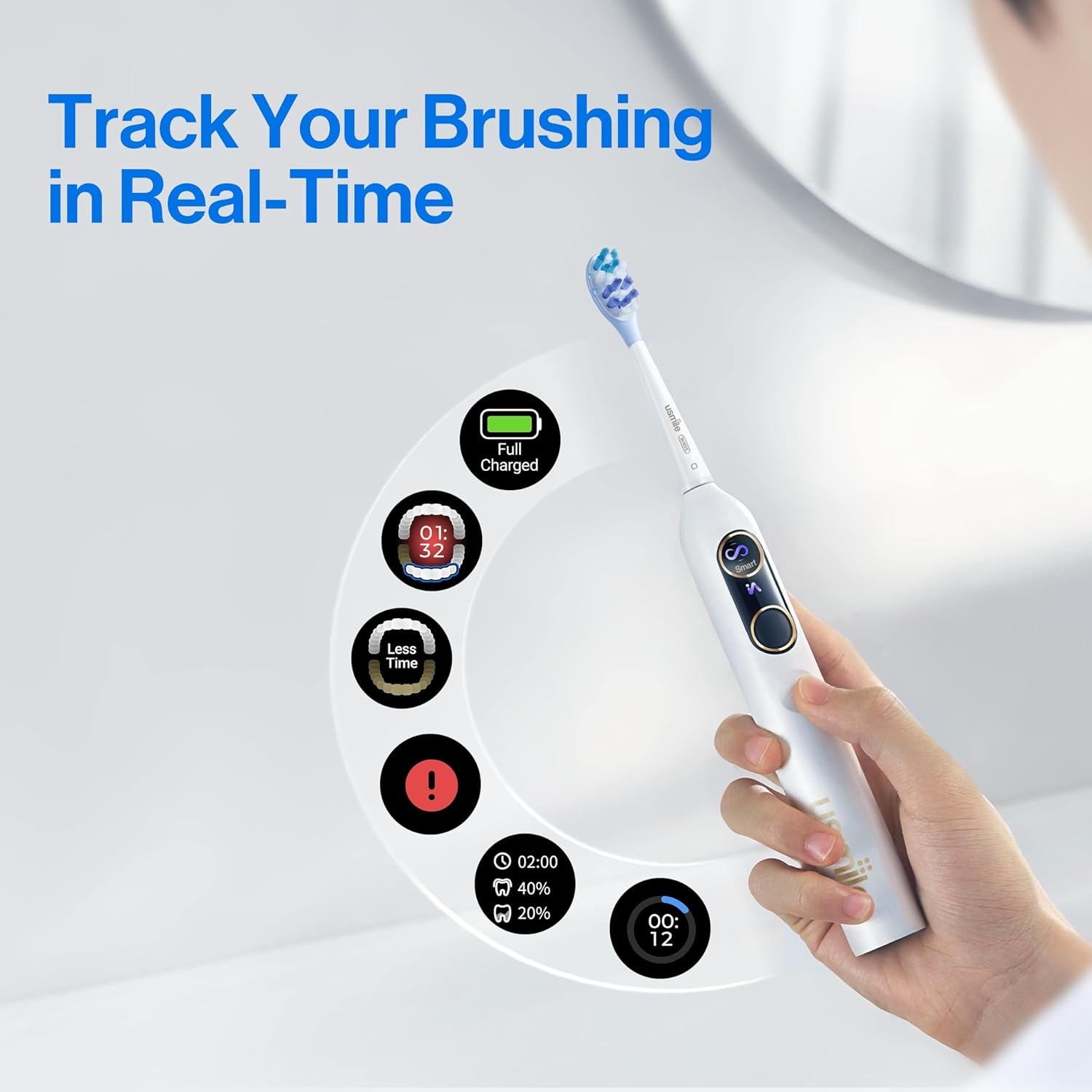 Usmile Y10 Pro Smart Electric Toothbrush, Sonic Electric Toothbrush for Adults, Rechargeable Travel Powered Toothbrush with Pressure Control, 6-Month Battery Life image number 4