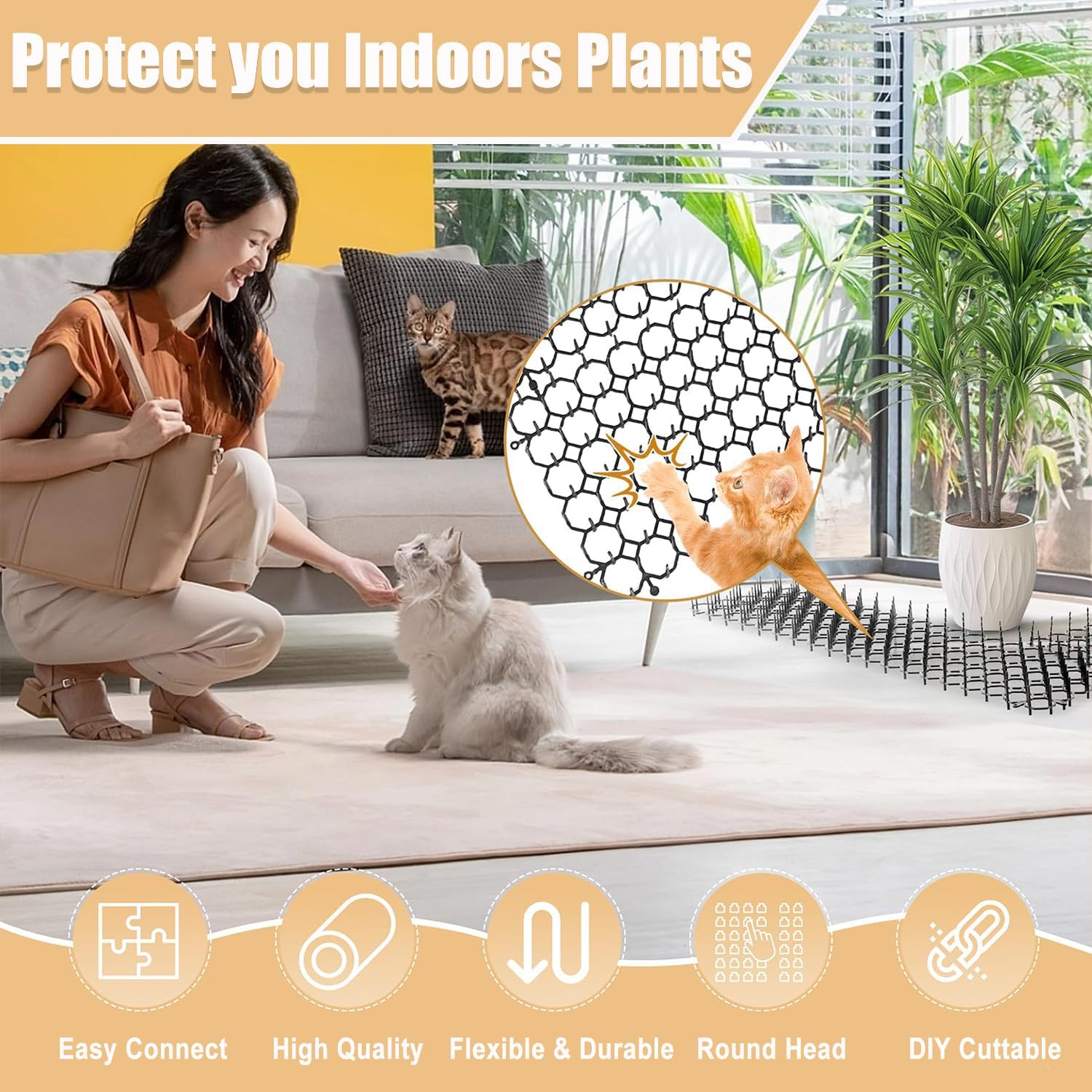 Cat Deterrent Mat 12Pcs Repellent Mat for Cat Indoor anti Cats Spikes with 8 Nails Scat Mat Outdoor Mats for Garden and Fence Cats Stopper Network image number 2