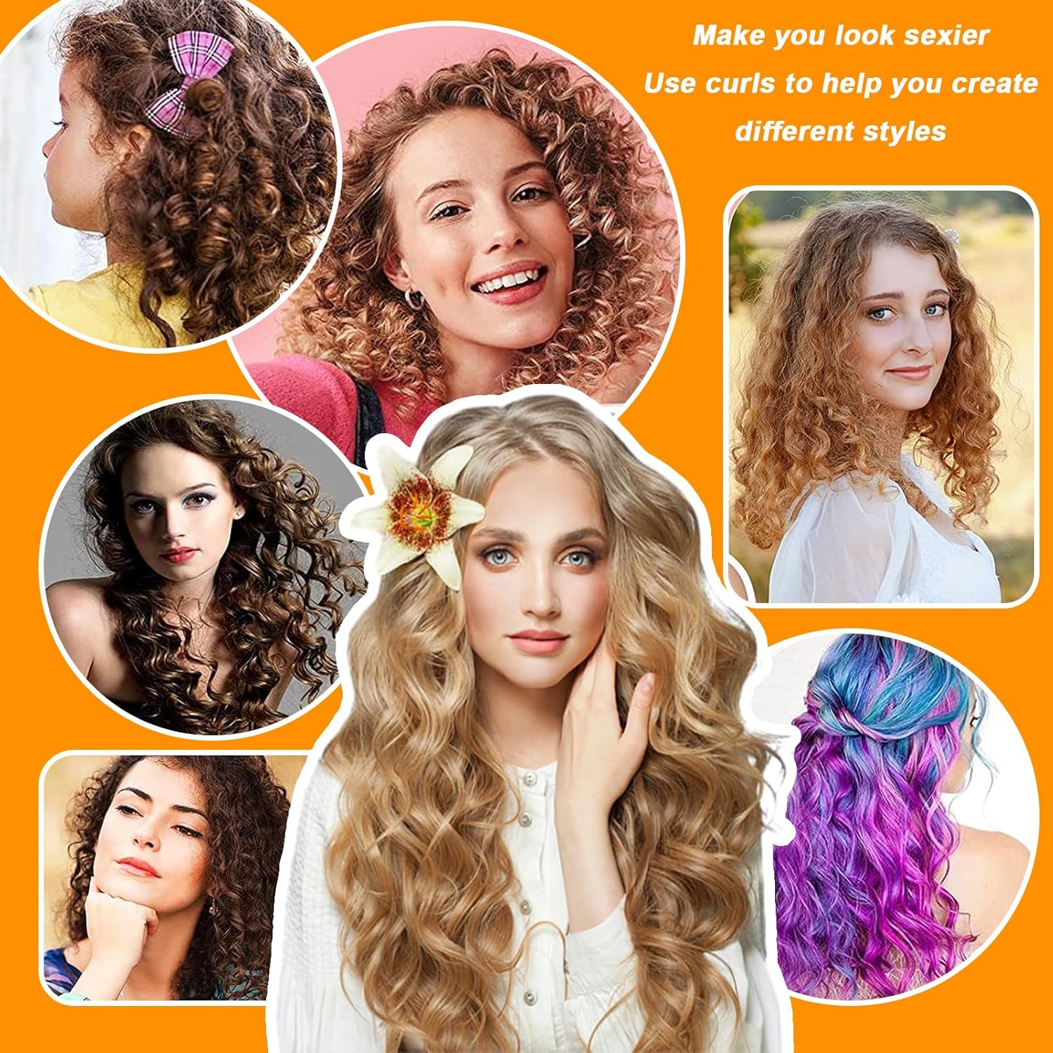 42 Pcs Heatless Curling Irons,Heatless Sleeping Curlers,7 Inch Flexi Soft Foam Heatless Curling Irons,Heatless Curling Barrels for Short and Long Hair - Easy to Use and Won'T Damage Hair image number 3