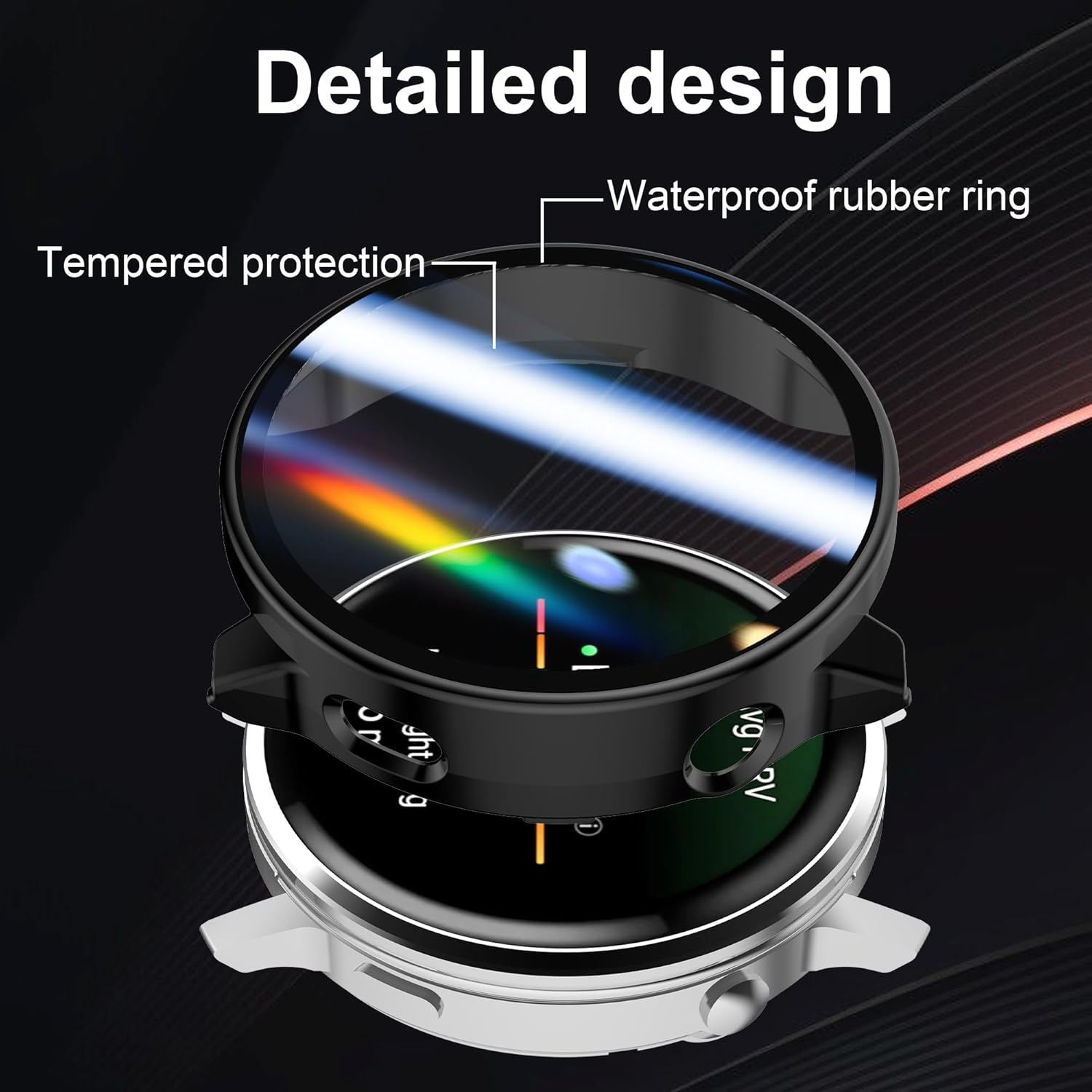 Rojeuinn Pack of 2 Case for Garmin Venu 4 45 Mm Protective Case with Screen Protector, Hard PC 360&deg; All-Round Anti-Scratch anti Dust Ultra Thin Protective Case Black - Black image number 4