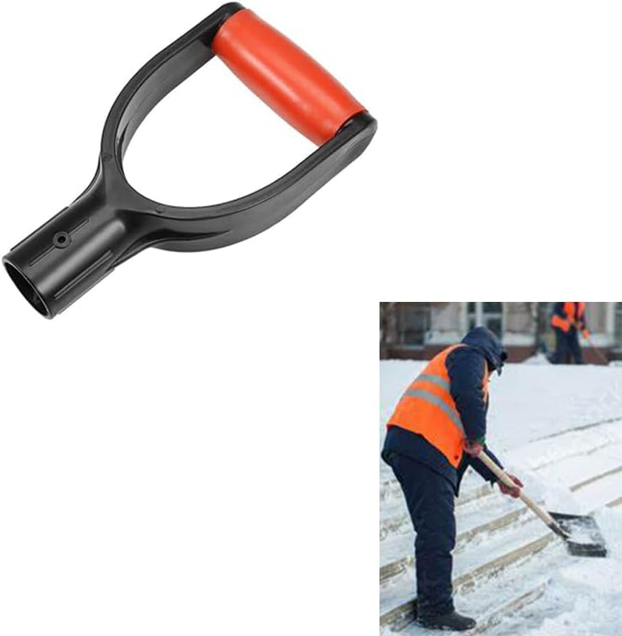 Shovel D Grip Handle 3.2Cm Inner Diameter Shovel Replacement Handle Silicone Grip Reinforcement Snow Shovel Handle Tool Garden Shovel (Black and Yellow)
