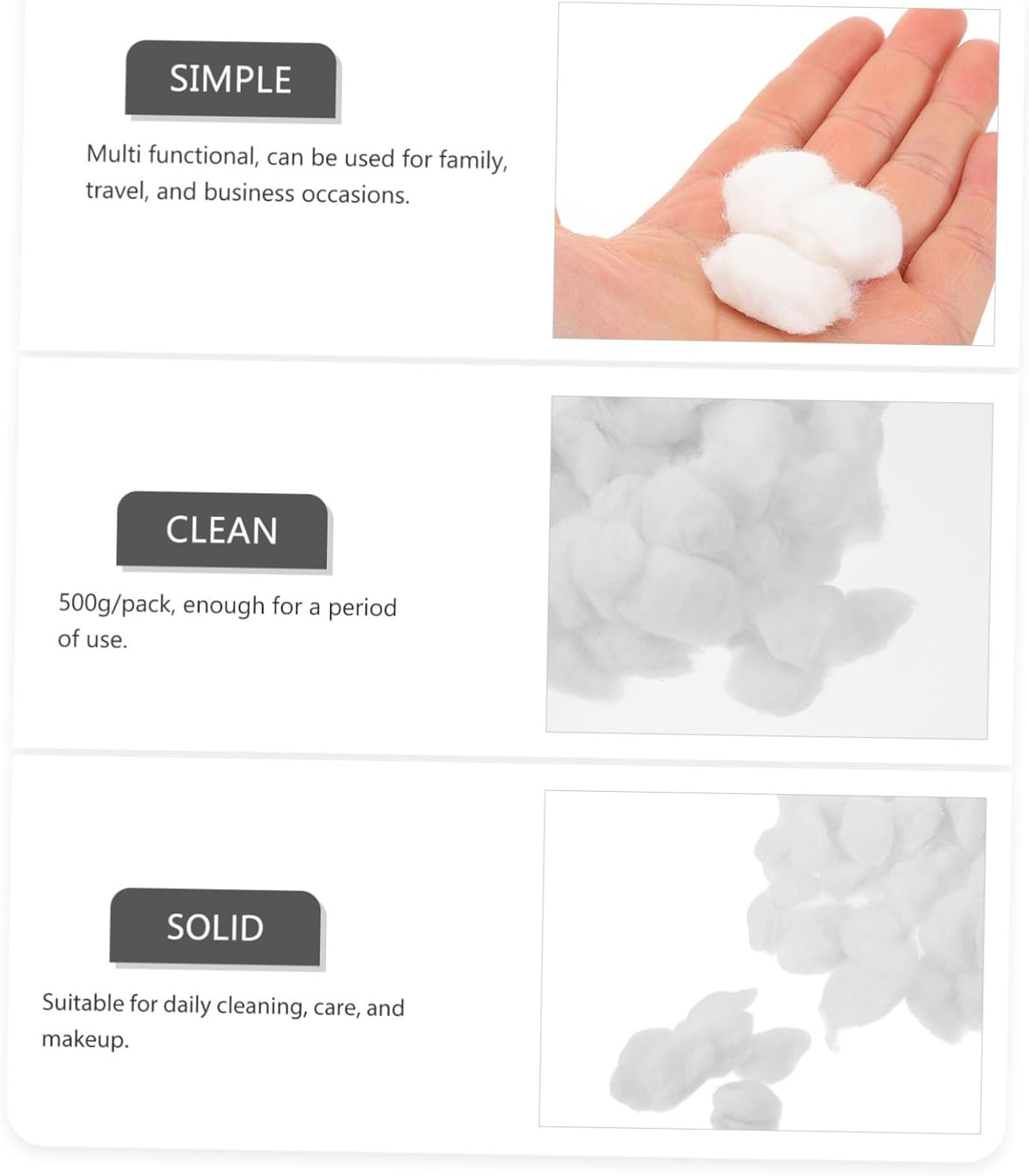 500G Mini Cotton Balls Pack for Nail Gel Removal Multi-Purpose Disposable Cotton Balls for Makeup Artists image number 2