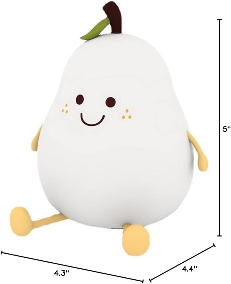 Night Light for Kids, Cute Silicone Pear Lamp,Super Squishy Silicone USB Rechargeable Touch Control 7 Colors Night Lamp, Kids Room Decor,Yellow (Pear) image number 4