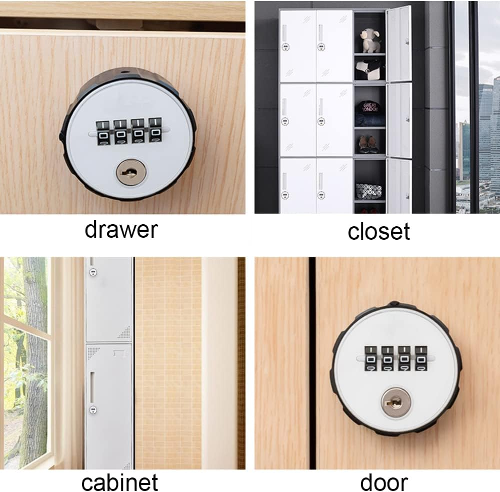 Maizoon Combination Cabinet Cam Lock 4 Digital Resettable round Padlock with Keys Password Retrieval Hardware Weatherproof Drawer Door Anti-Theft for Furniture Box Locker 20Mm image number 5