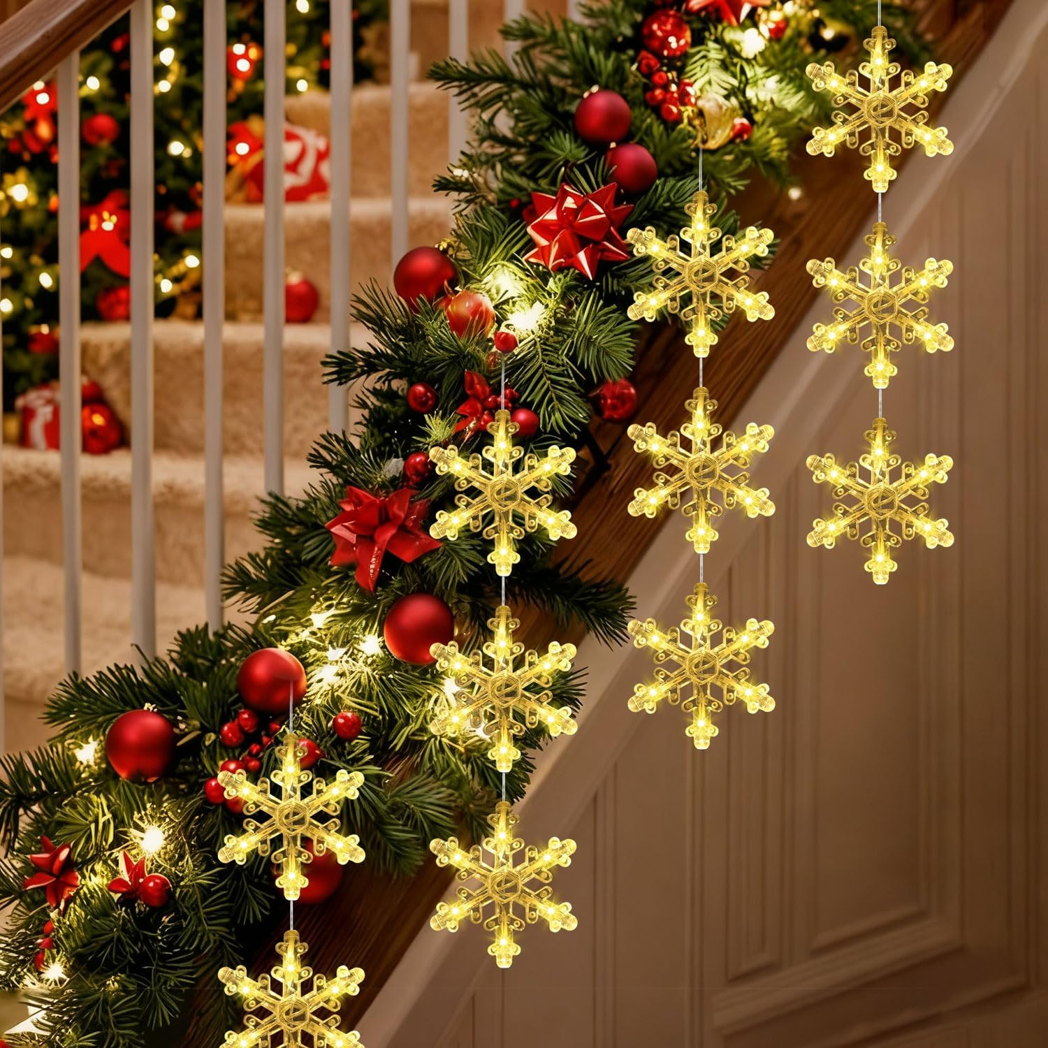 Zeilabang Kakadi Christmas Lights Window Indoor, Pack of 2 LED Christmas Lights, Christmas Decorative Window Light, LED Hanging Window Light for Christmas Decoration, Balcony, Festival, Party, Wedding