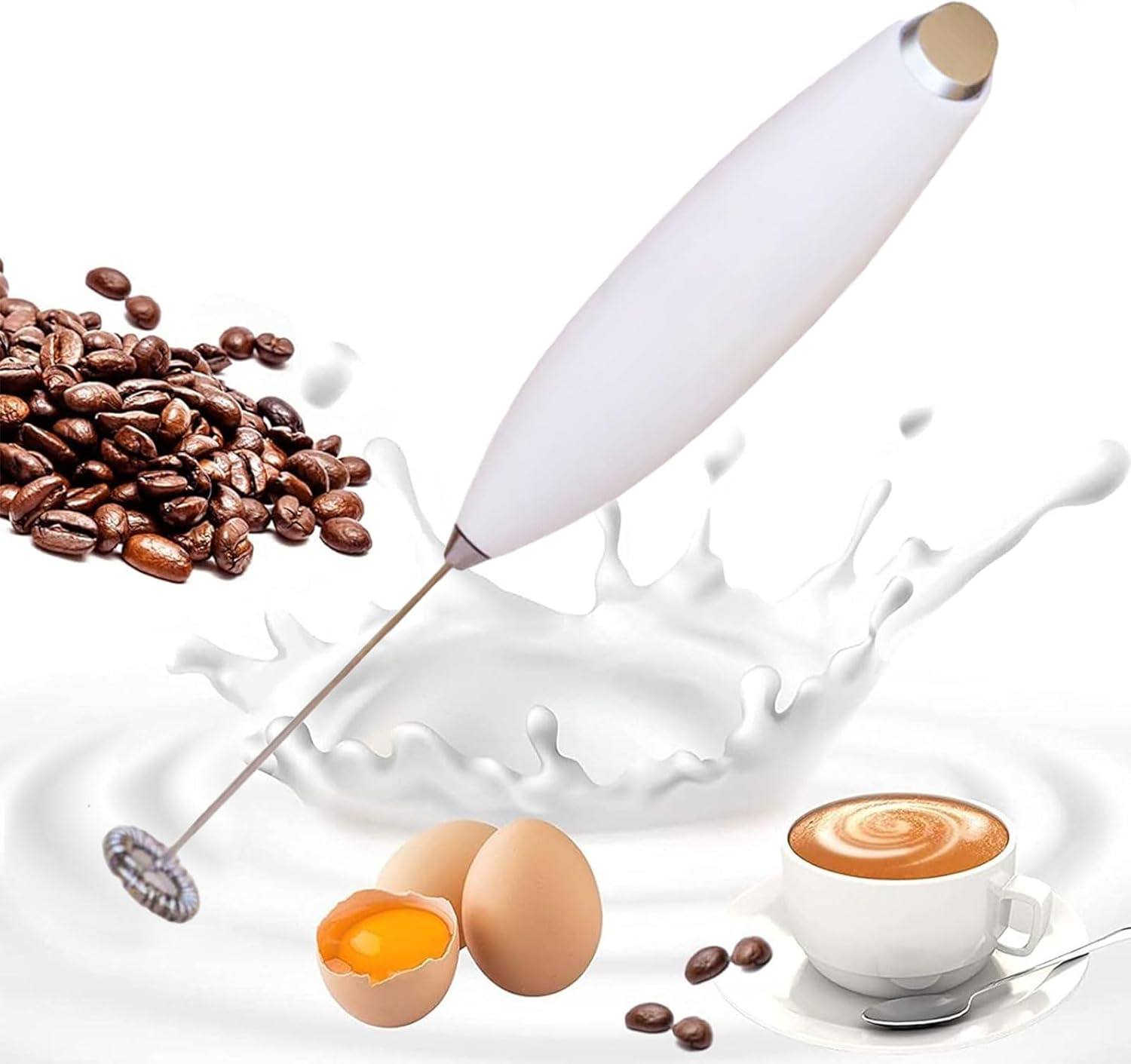 Electric Hand Mixer, Powerful Handheld Milk Frother and Drink Mixer for Coffee, Cappuccino, Matcha, Hot Chocolate and Protein Shakes, Easy-To-Use One Click Button
