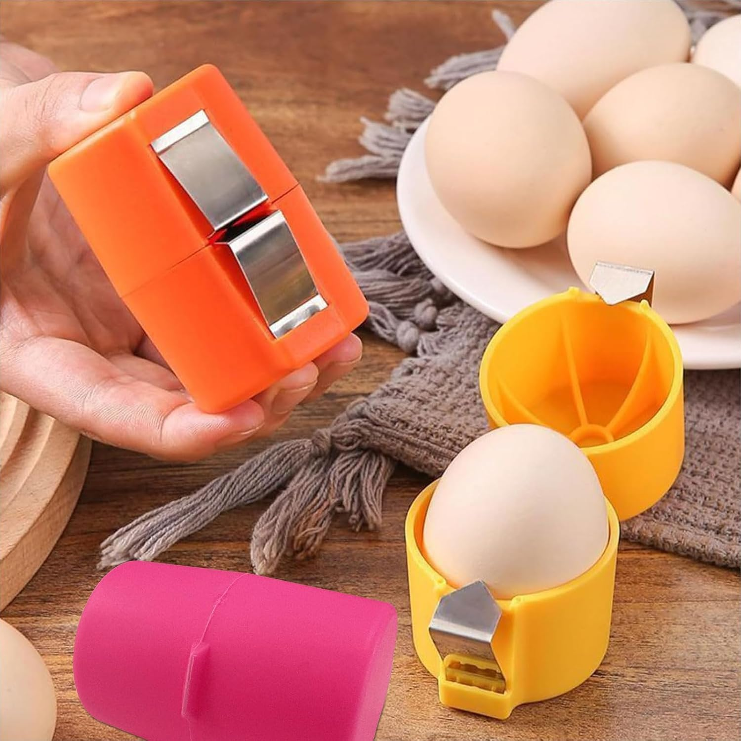Egg Shell Opener,Egg Shell Opener for Hard Boiled Eggs,2024 New Egg Cutter Egg Cracker Tool,Egg Shell Opener Egg Separator for Raw Eggs for Home Kitchen Use.3Pack image number 4