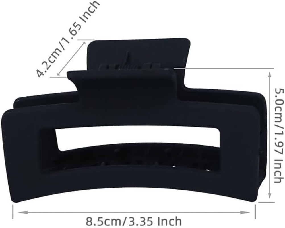 2 Pack Large Rectangle Matte Non-Slip Black Strong Hold Fashion Hair Claws Stylish Rectangle Hair Claws for Women and Girls image number 3