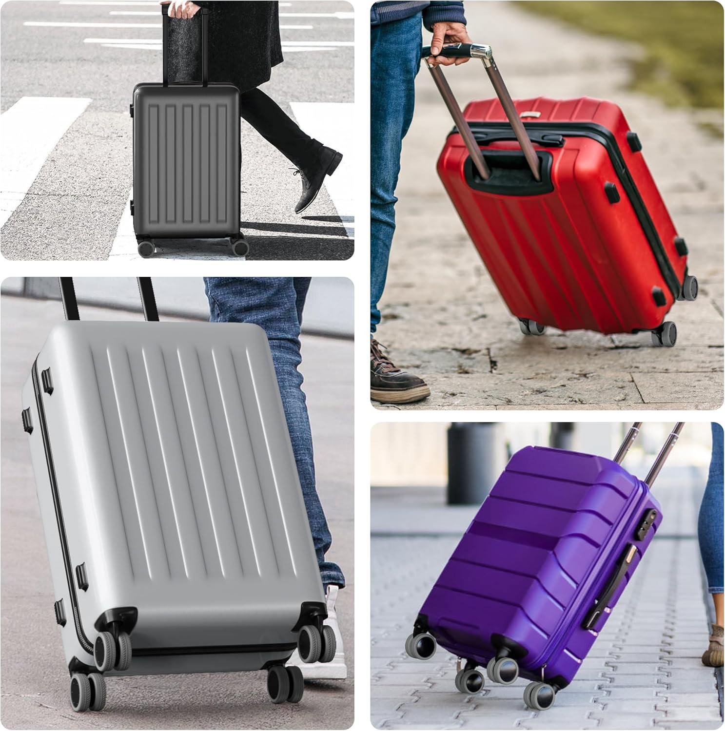 AWINNER 8 Pack Luggage Wheels Covers - Silicone Luggage Wheel Protector Covers for Most 8 Spinner Wheel Suitcases or Office Chair Caster,Durable,Mute and Shock Absorption, Grey, One Size, 8 Pack - Blue image number 6