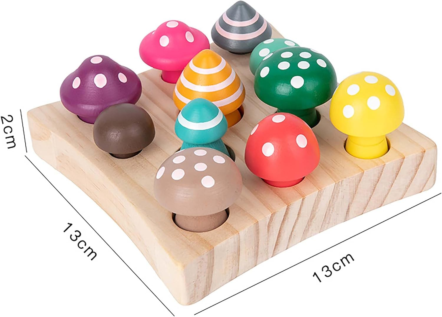 Toddler Montessori Wooden Mushroom Picking Games,Montessori Counting & Shape Sorting Educational Toys for Baby Boys Girls Gifts,Rainbow Wooden Mushroom Puzzle Toys for Toddler 1 2 3 Years Old image number 5