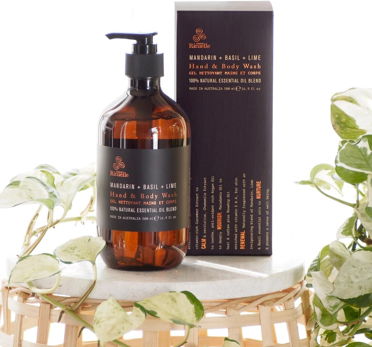 Urban Rituelle Equilibrium Hand & Body Wash, 500Ml - Cleanser with Mandarin, Basil & Lime with Chamomile, Cucumber, Argan & Rosehip Oils, Gently Purifies, Revitalises & Nourishes Skin