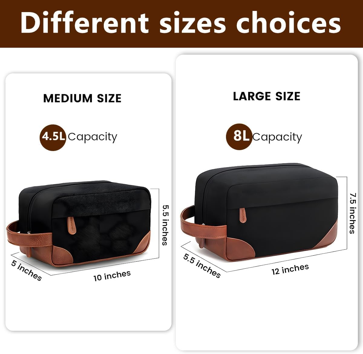 JZS Toiletry Bag for Men, Canvas Water Resistant Toiletry Bags, Dopp Kit Travel Bathroom Bag image number 3