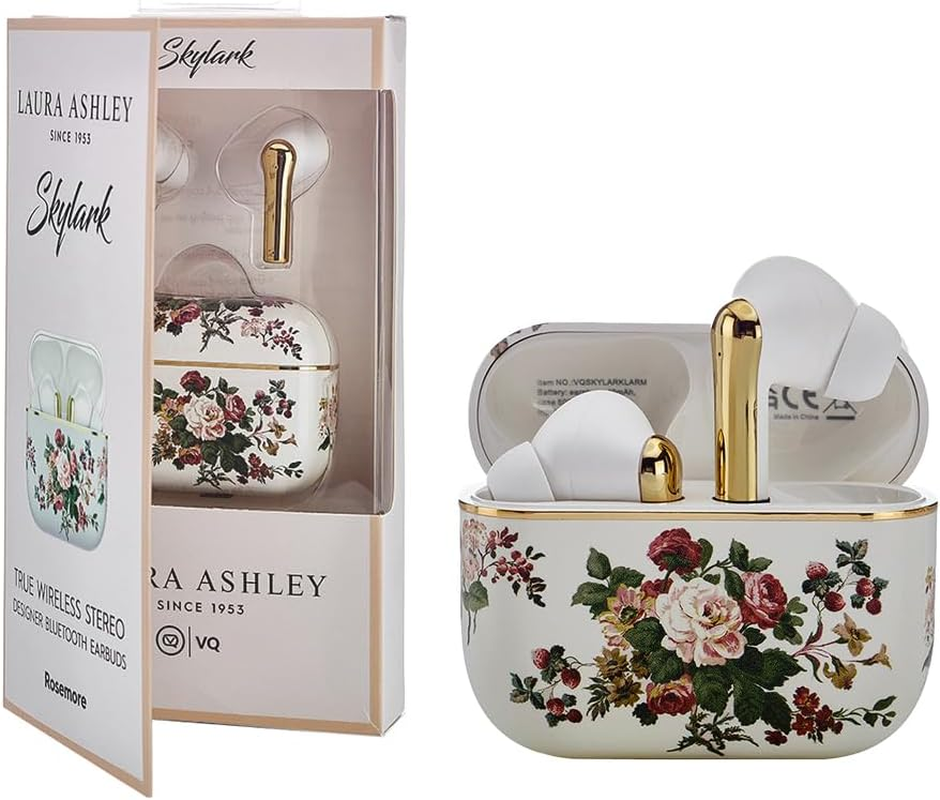 Laura Ashley TWS Wireless Earbuds by VQ - Skylark Wireless Earphones with Bluetooth 5.4, HD Mic & ENC Noise Cancelling - 40H Backup Rechargeable Ear Buds Compatible with Ios & Android - Wild Meadow - Pussy Willow White image number 5