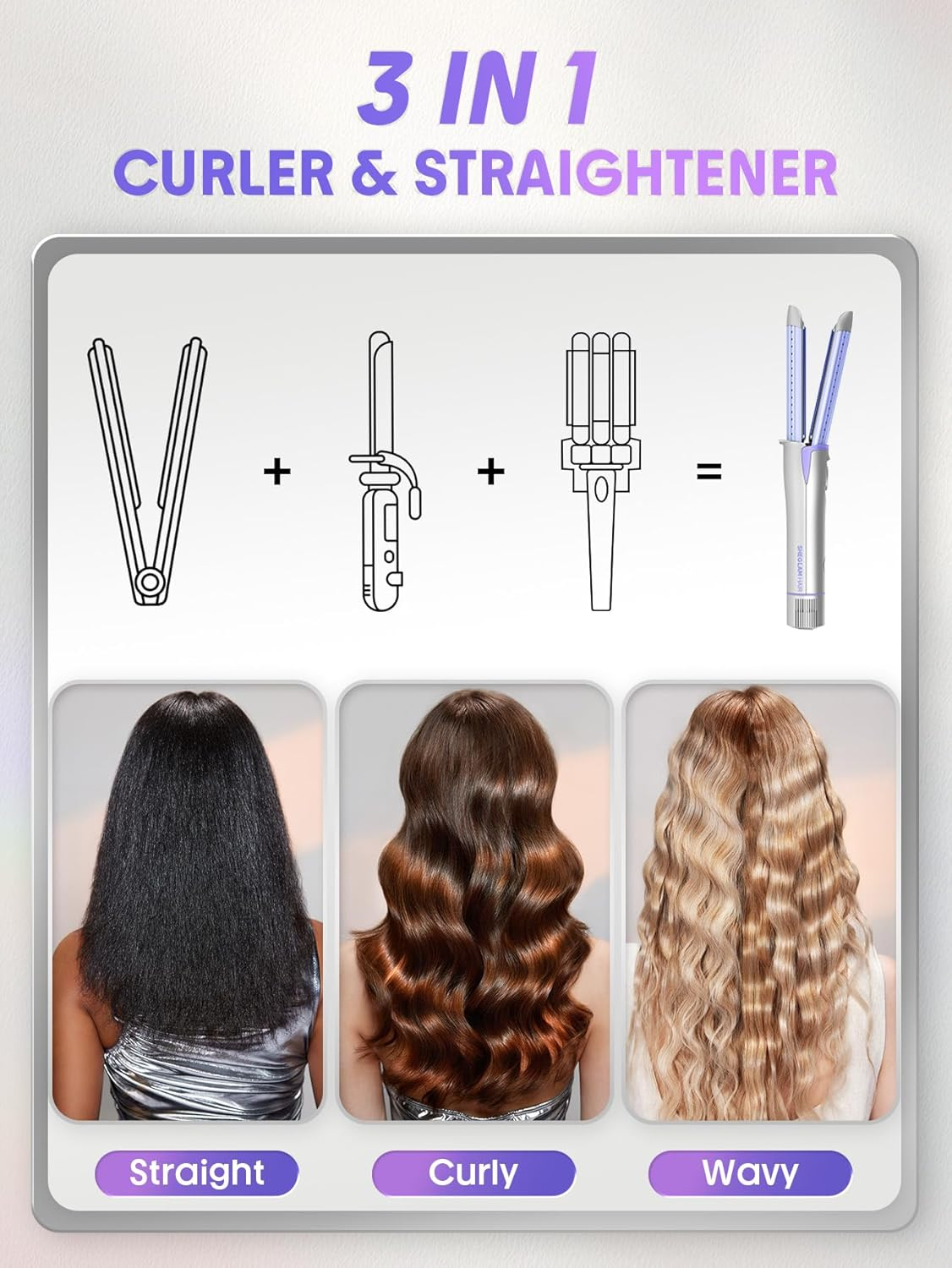 SHEGLAM Cold Air Straightener Comb with 360&deg; Air Flow Styler Curling Iron, Hair Straightener with Cooling Air Valves for Long-Lasting Hairstyle, 4 Temperature Levels, Dual Tension image number 6