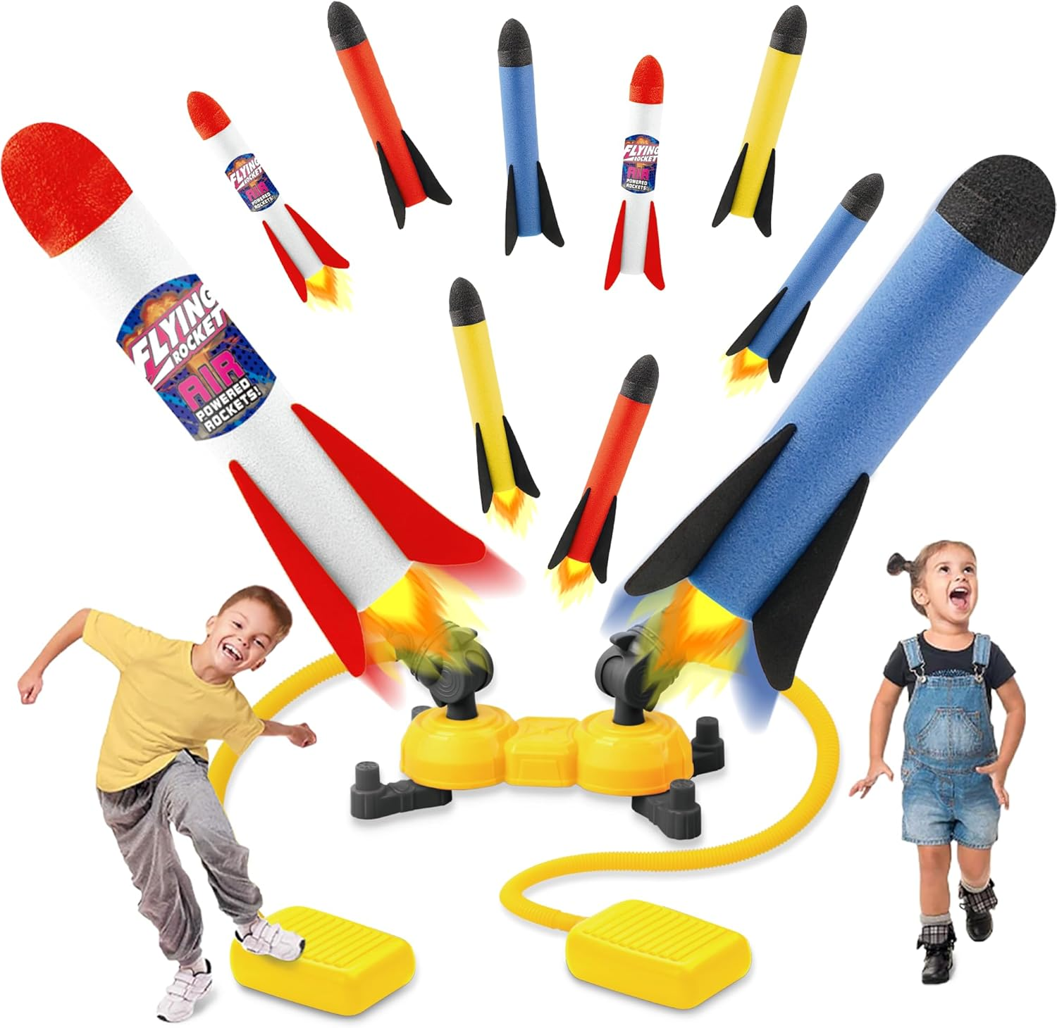 Toy Rocket Launcher for Kids,Safe Foam Rockets with Foam Rockets and Launcher, Indoor Outdoor Toy, Birthday Christmas Toys for Boys and Girls 3 4 5 6 7 8 Year Old (8 Colorful Rockets＆Dueling Launcher) image number 5