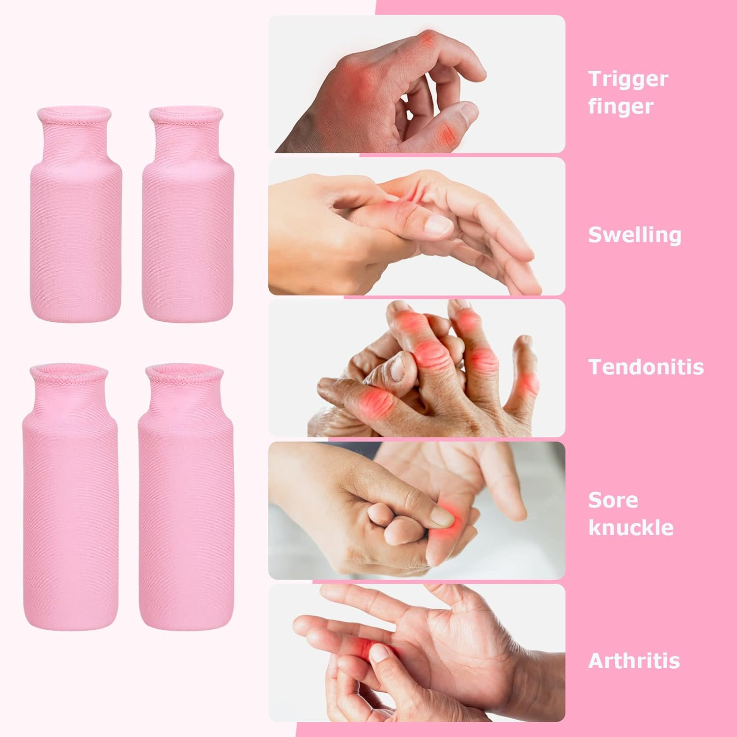 Finger Ice Sleeves 4 Ice Packs for Fingers, Thumbs & Toes Hot Cold Therapy for Arthritis, Tendinitis, Trigger Finger and Swollen Finger image number 2