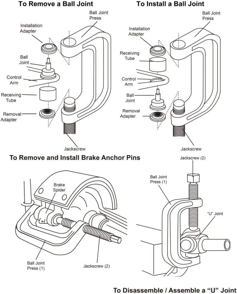 Heavy Duty Ball Joint Press & U Joint Removal Tool Kit with 4X4 Adapters, Ball Joint Press Removal Tool Kit for 2WD 4WD Car Light Truck, Ball Joint C-Frame Press Remover Installer Service Tool Set image number 3