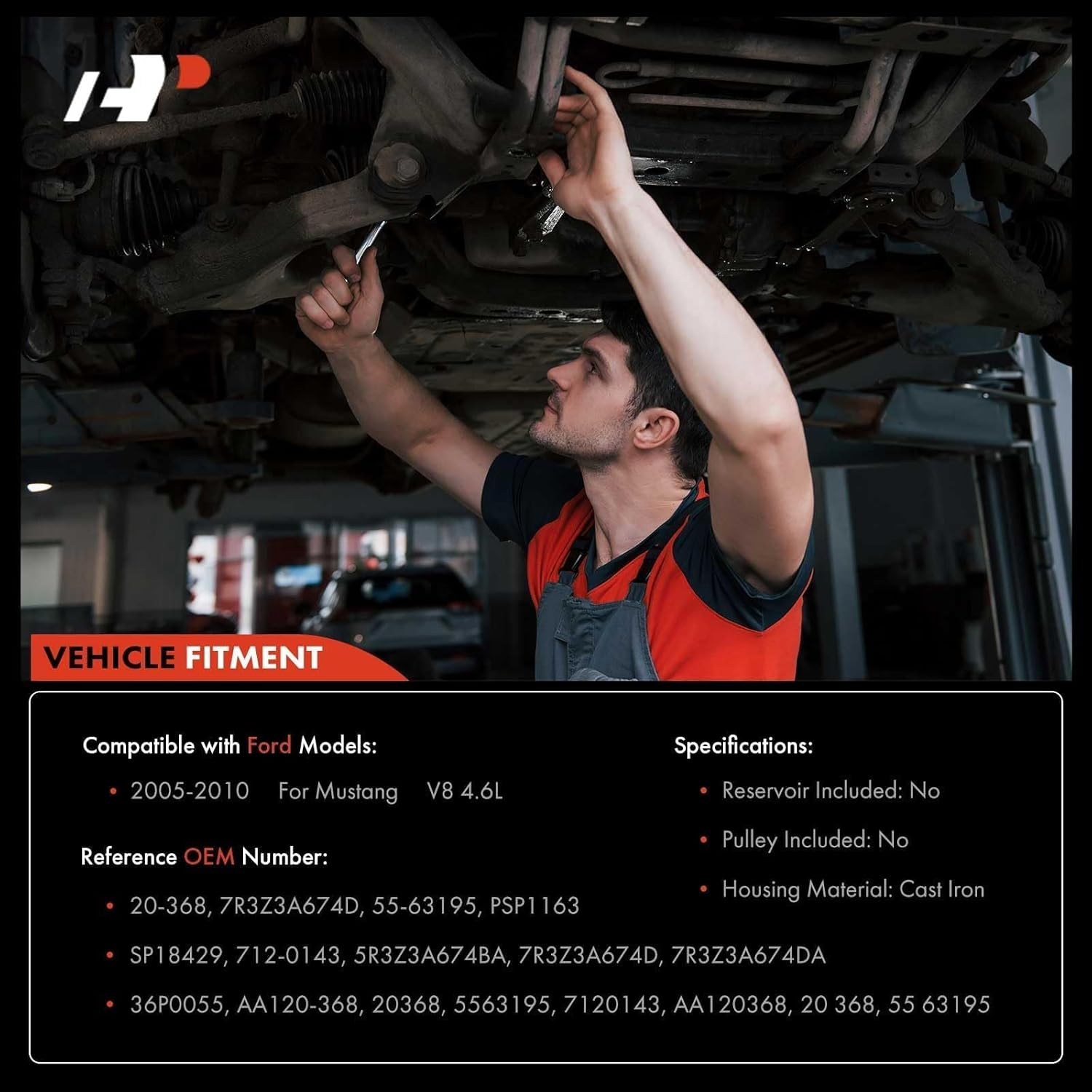 A-Premium Power Steering Pump Compatible with Ford Mustang 2005 2006 2007 2008 2009 2010, 4.6L Gas, Replace # 36P0055, 7R3Z3A674D image number 4